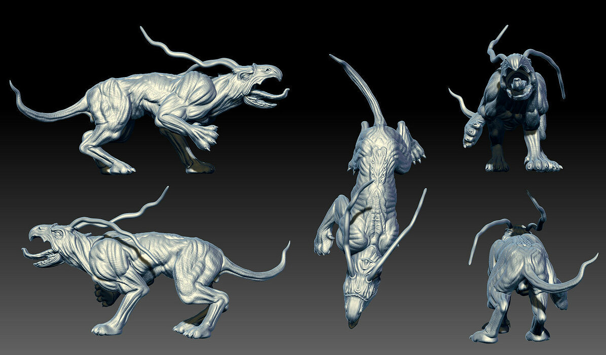 Dragon creature with claws 3D STL Model — view 2