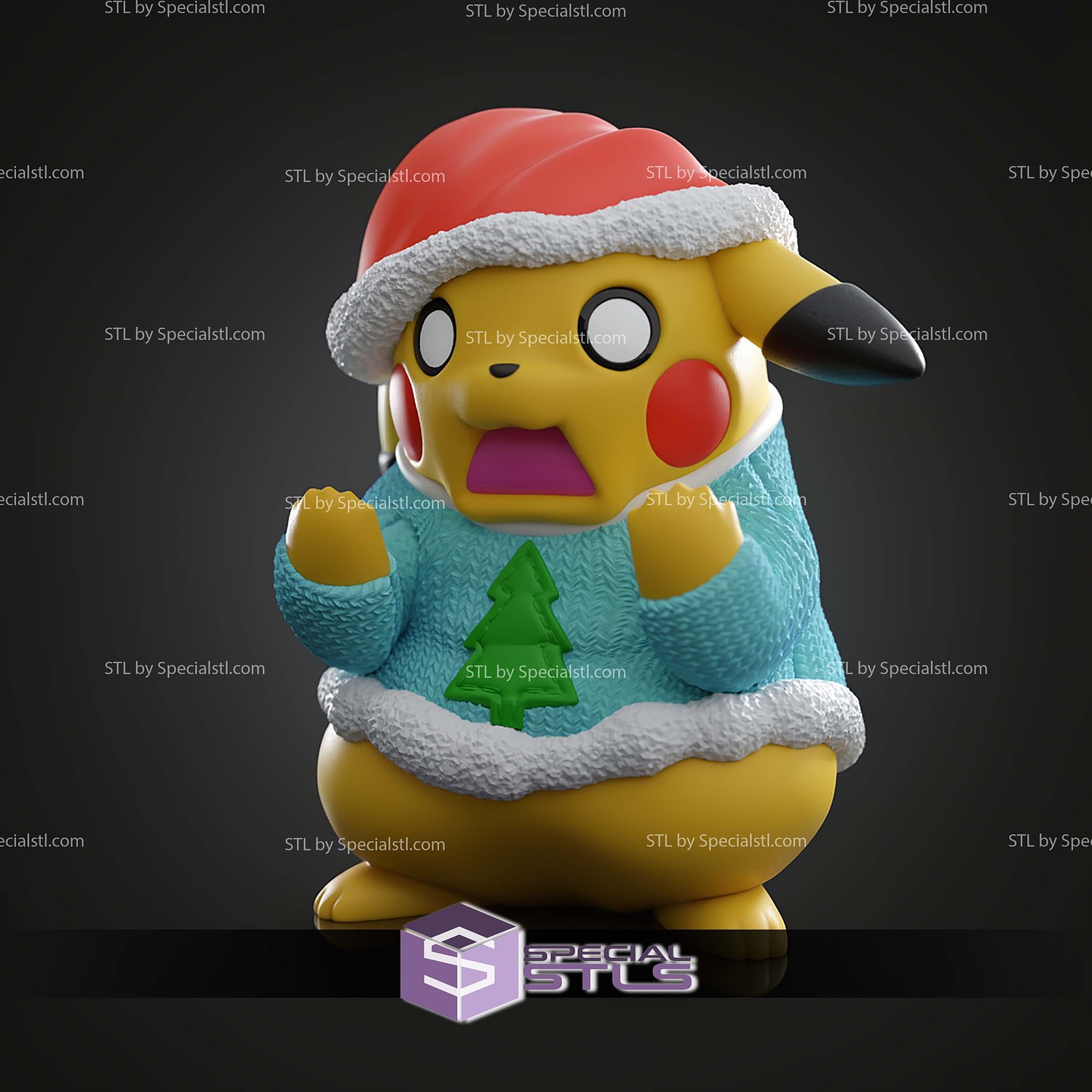 Basic Pokemon Collection Christmas Pikachu 3D STL Model — view 2