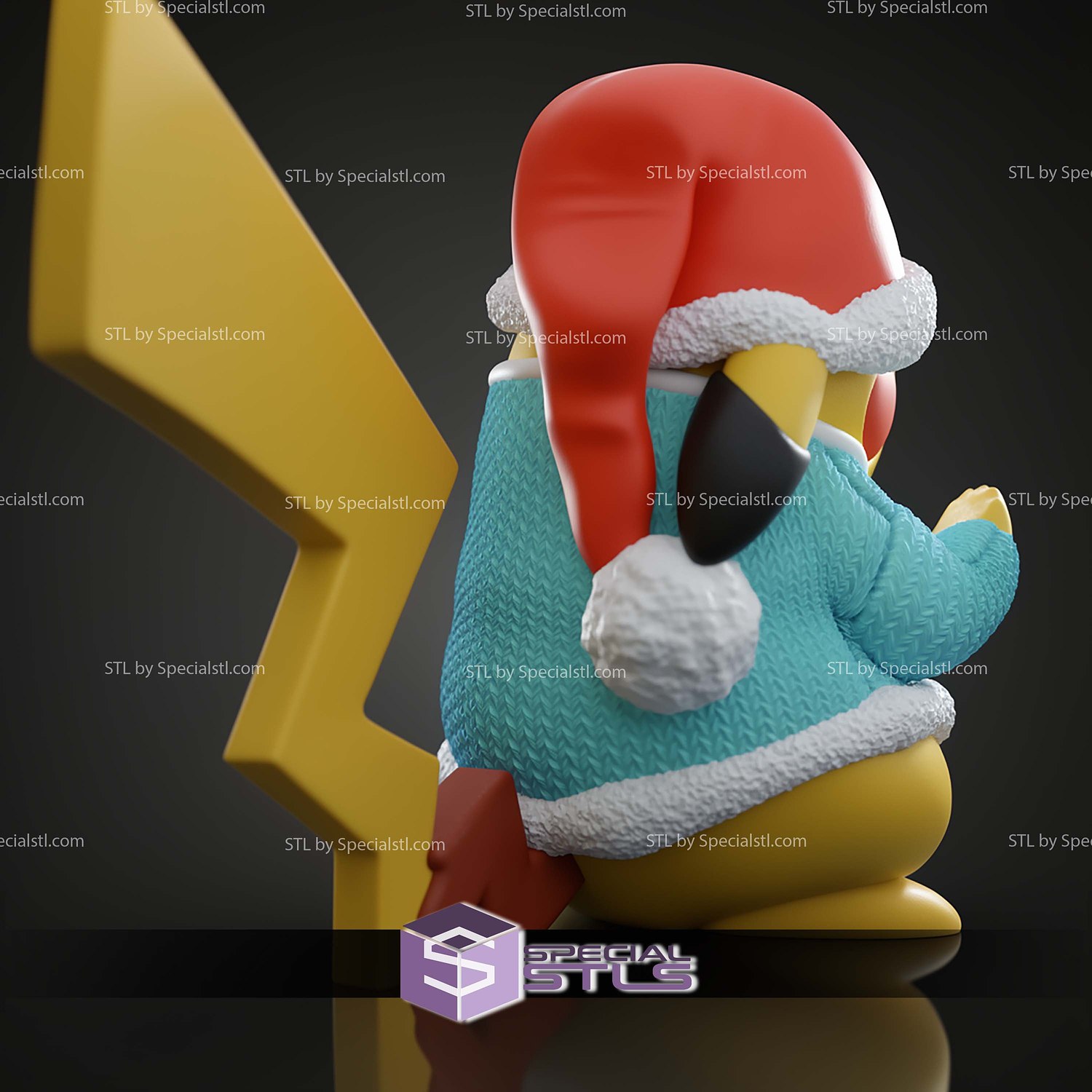 Basic Pokemon Collection Christmas Pikachu 3D STL Model — view 4