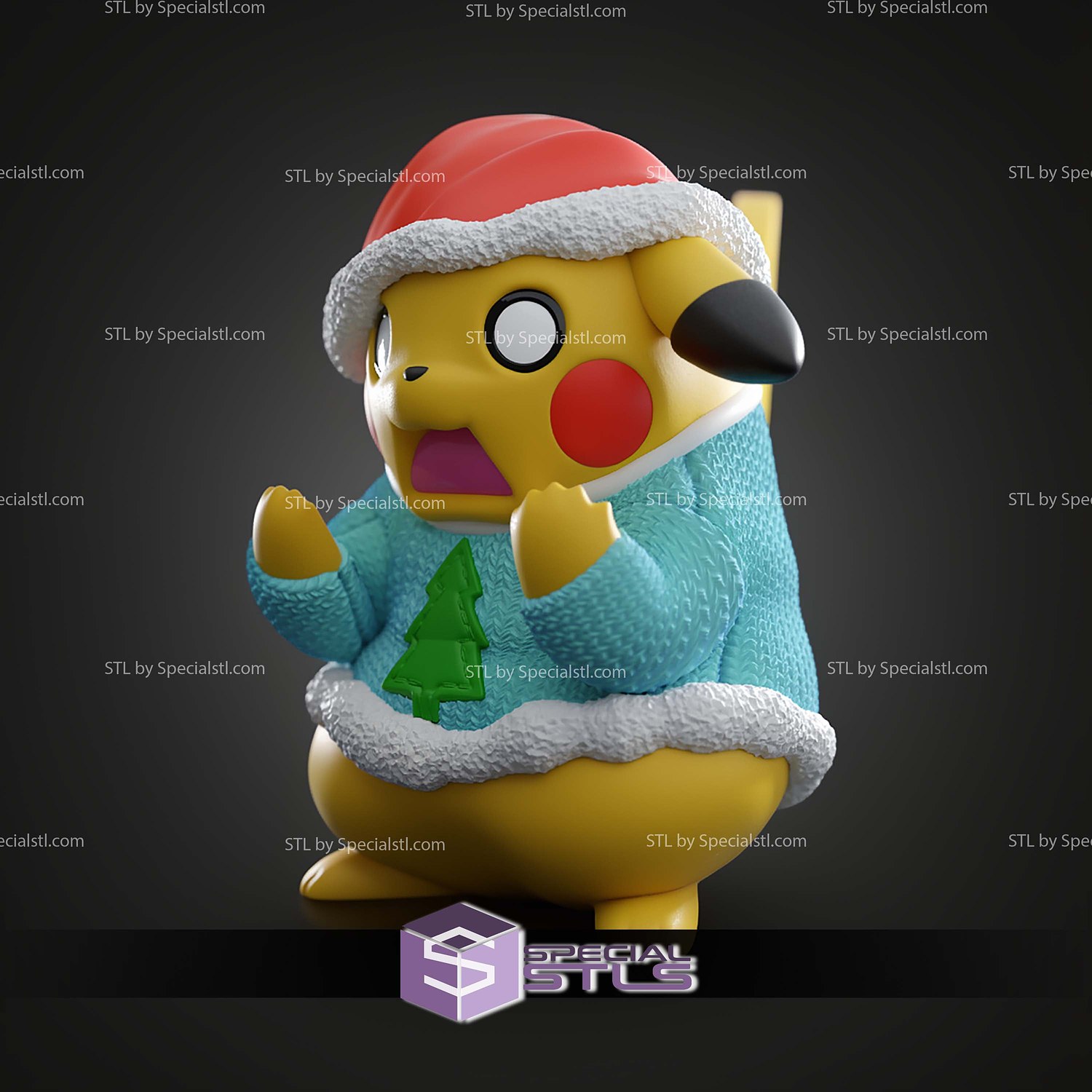 Basic Pokemon Collection Christmas Pikachu 3D STL Model — view 6