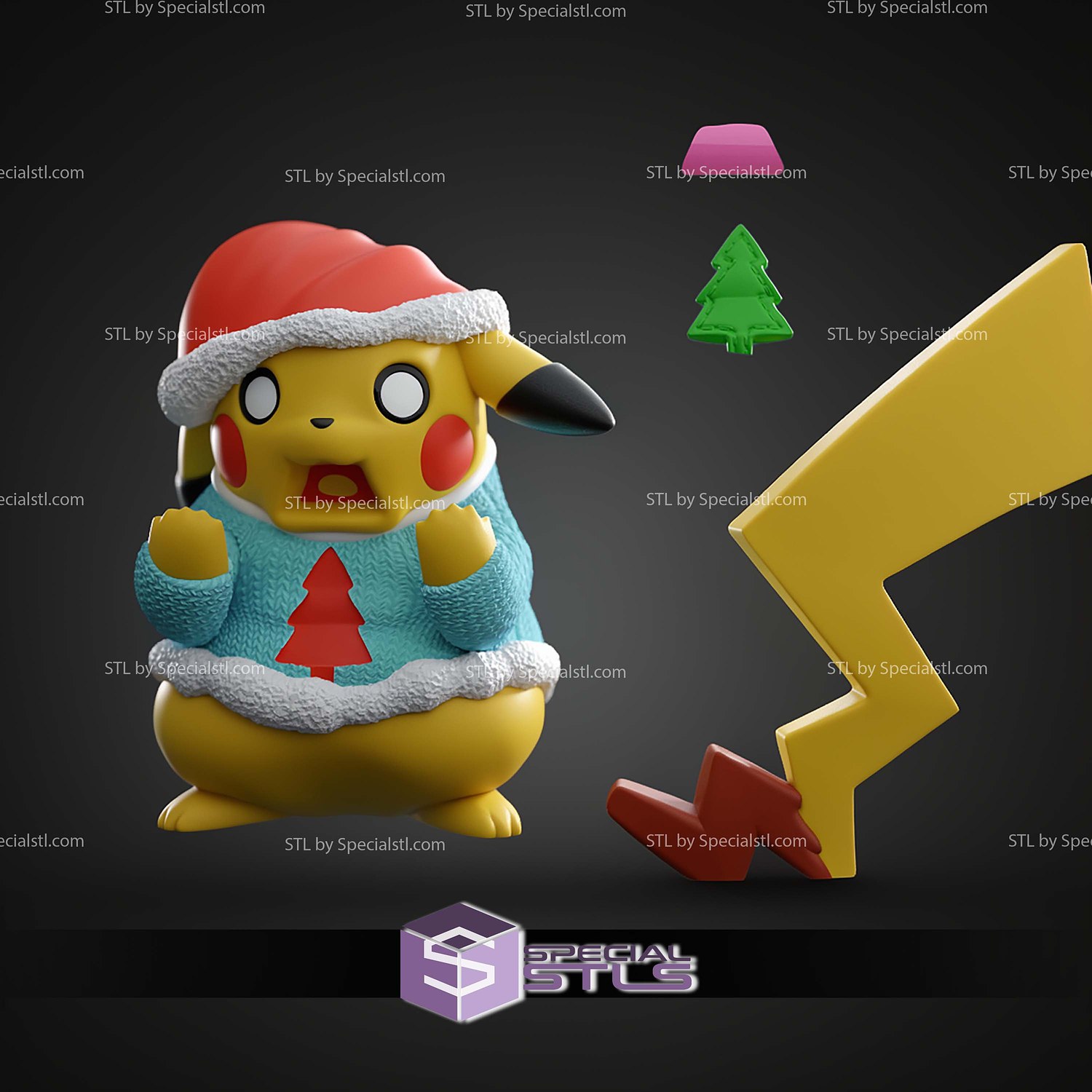 Basic Pokemon Collection Christmas Pikachu 3D STL Model — view 7