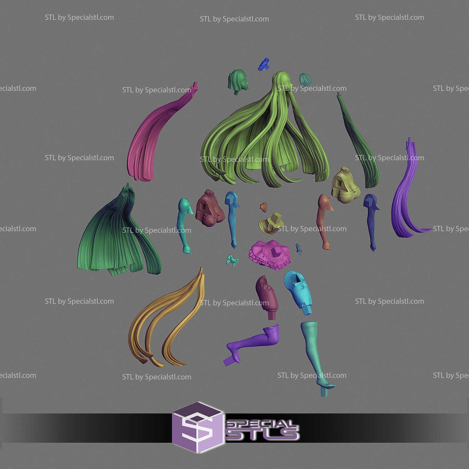 Panty And Stocking Cloud Base STL Files 3D Model — view 3