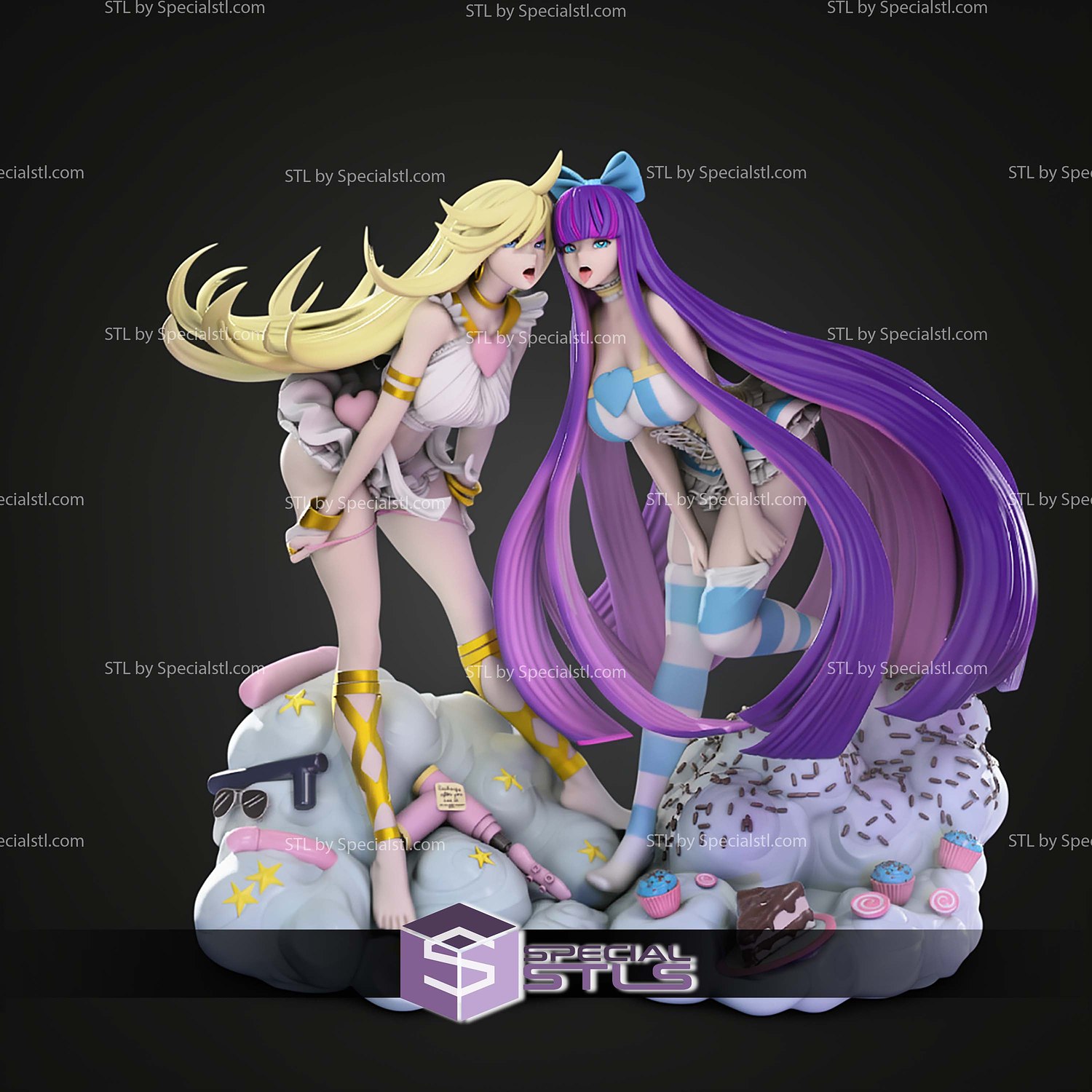 Panty And Stocking Cloud Base STL Files 3D Model — view 4