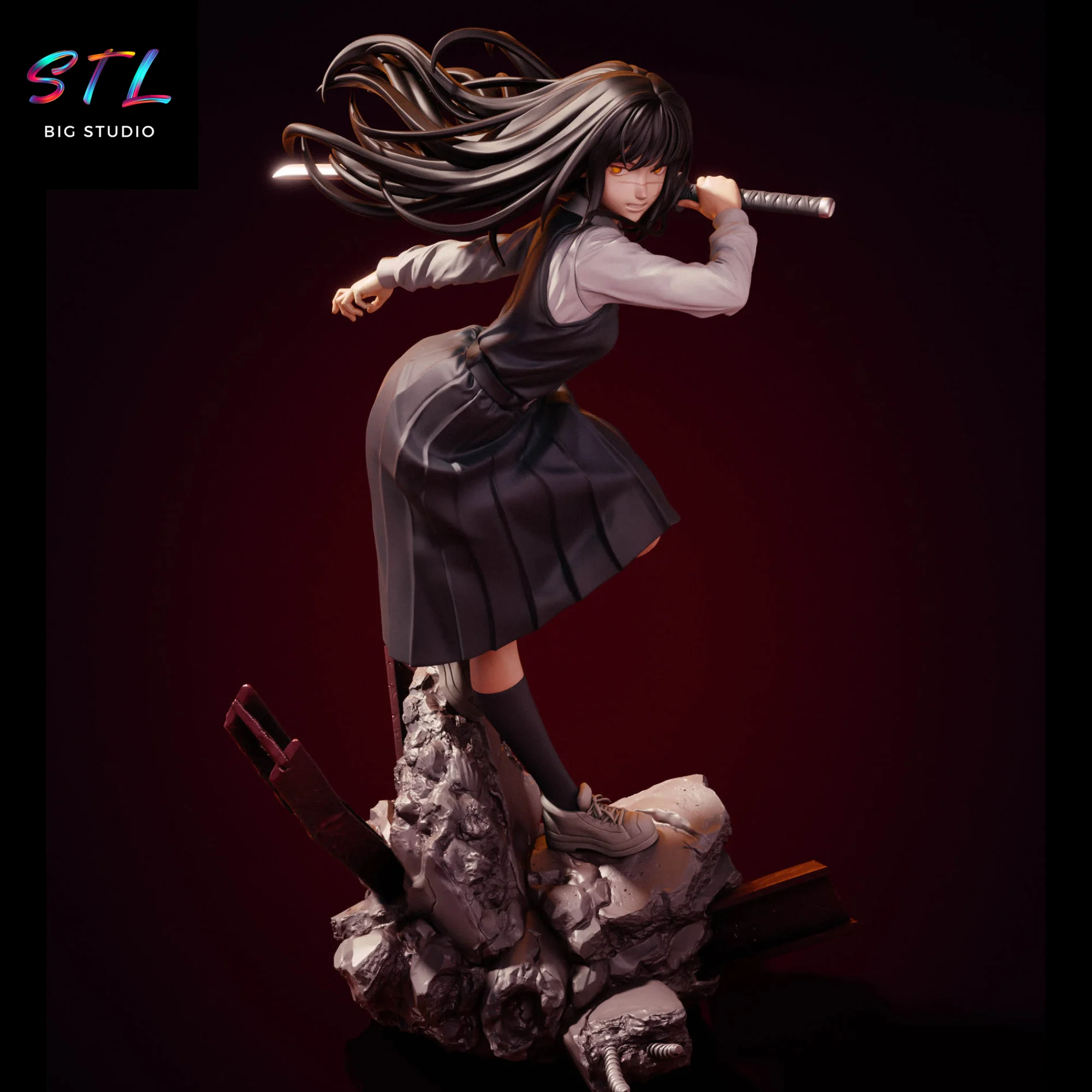 Asa Mitaka STL | Chainsaw Man | 3D Printable Figure Model — view 2