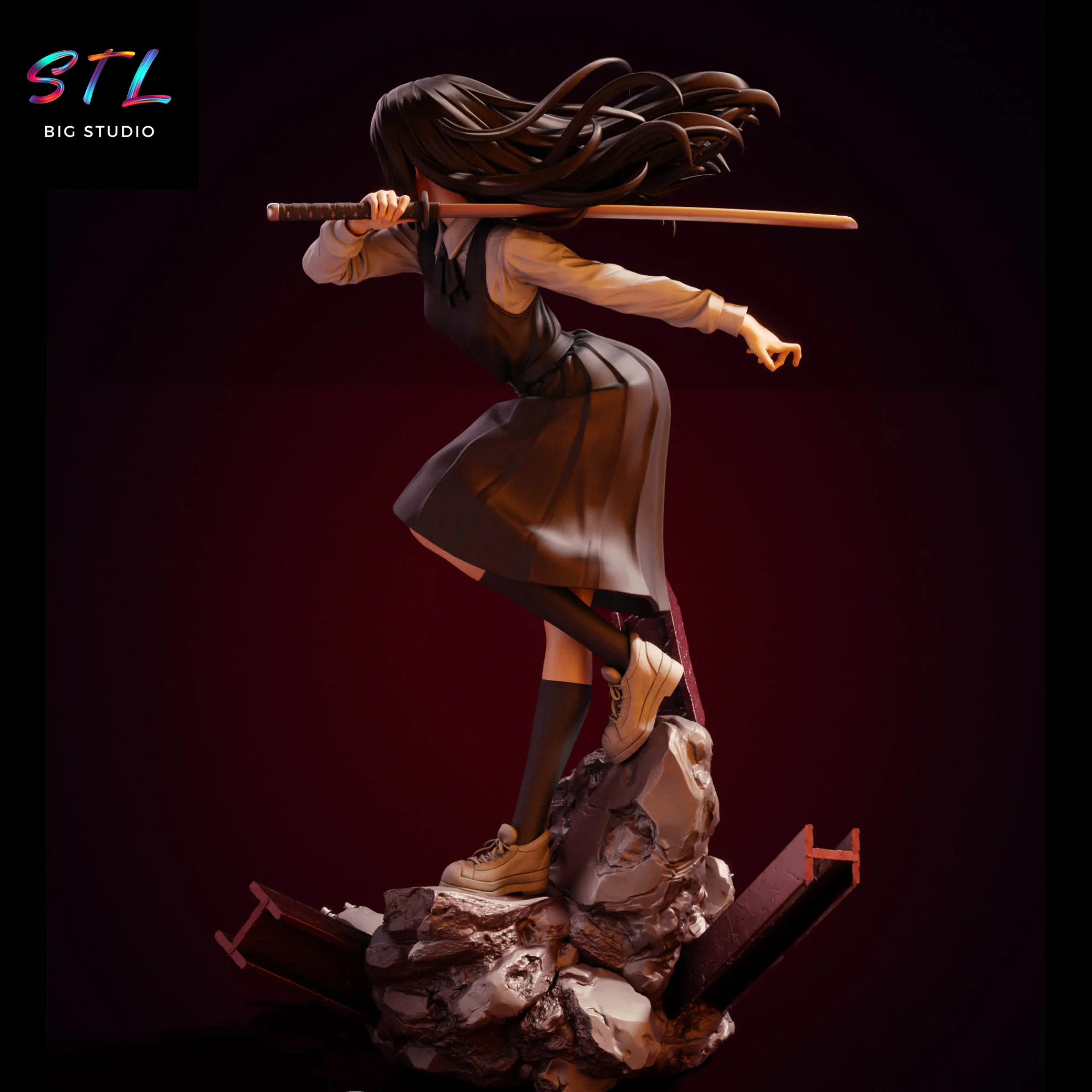 Asa Mitaka STL | Chainsaw Man | 3D Printable Figure Model — view 3