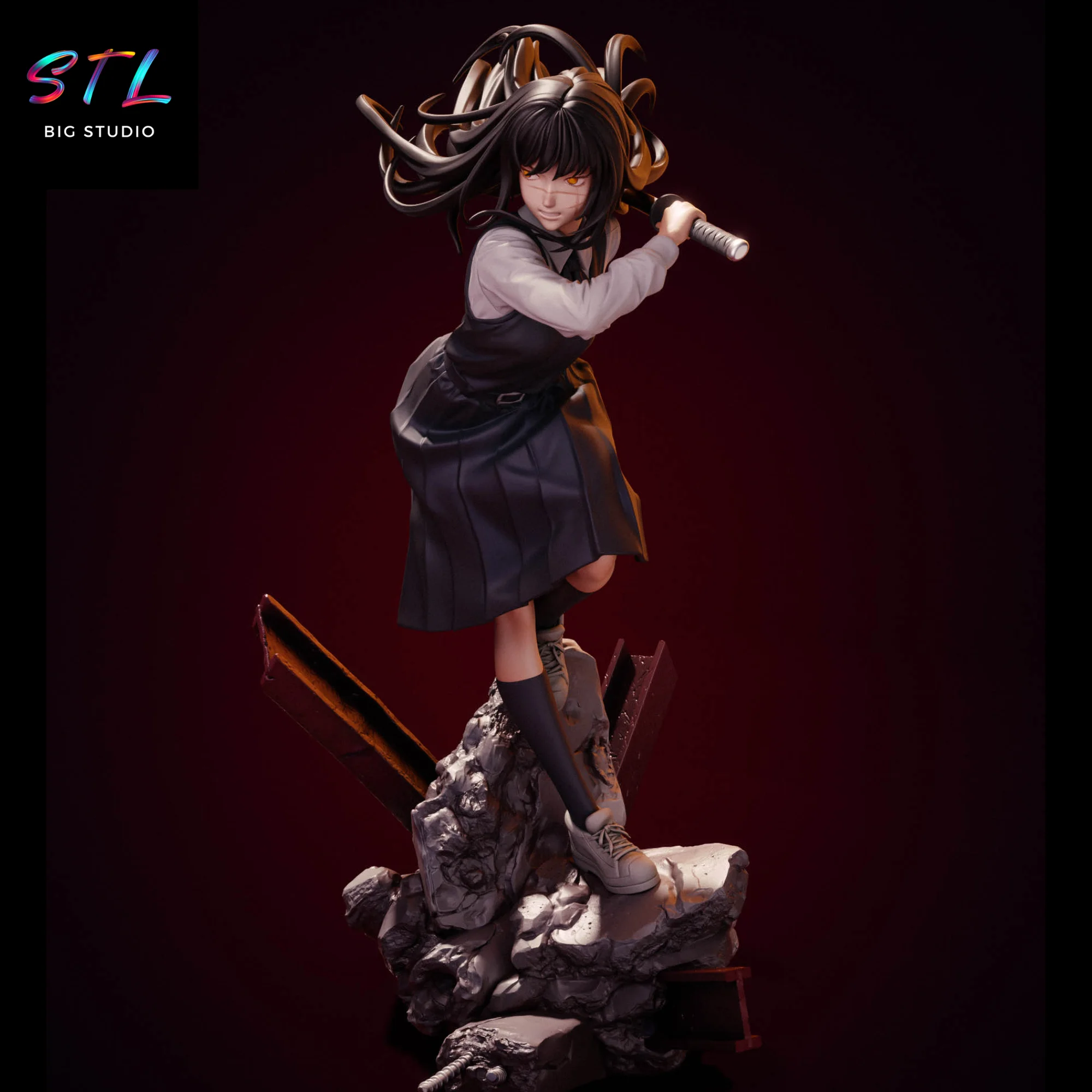 Asa Mitaka STL | Chainsaw Man | 3D Printable Figure Model — view 4