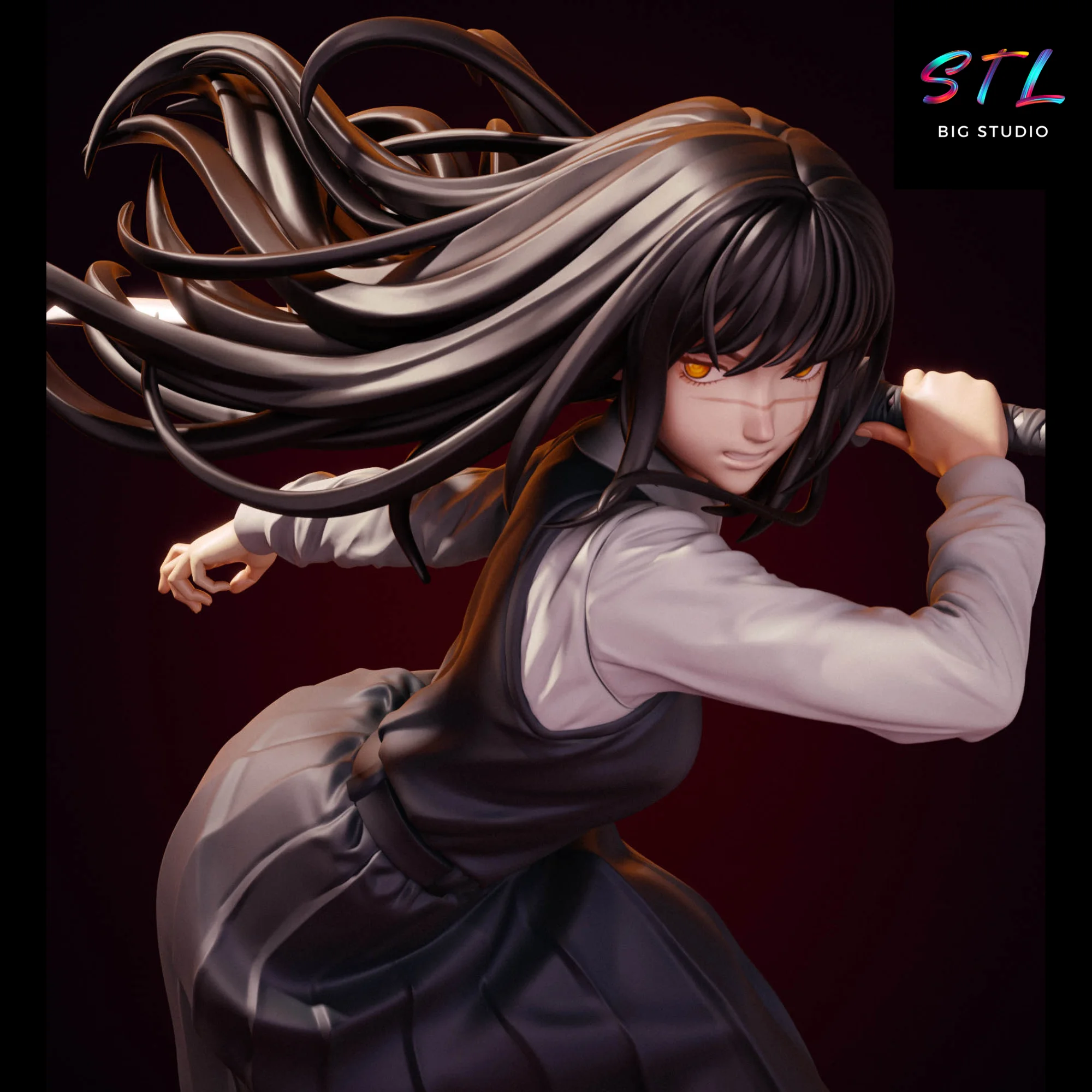 Asa Mitaka STL | Chainsaw Man | 3D Printable Figure Model — view 5