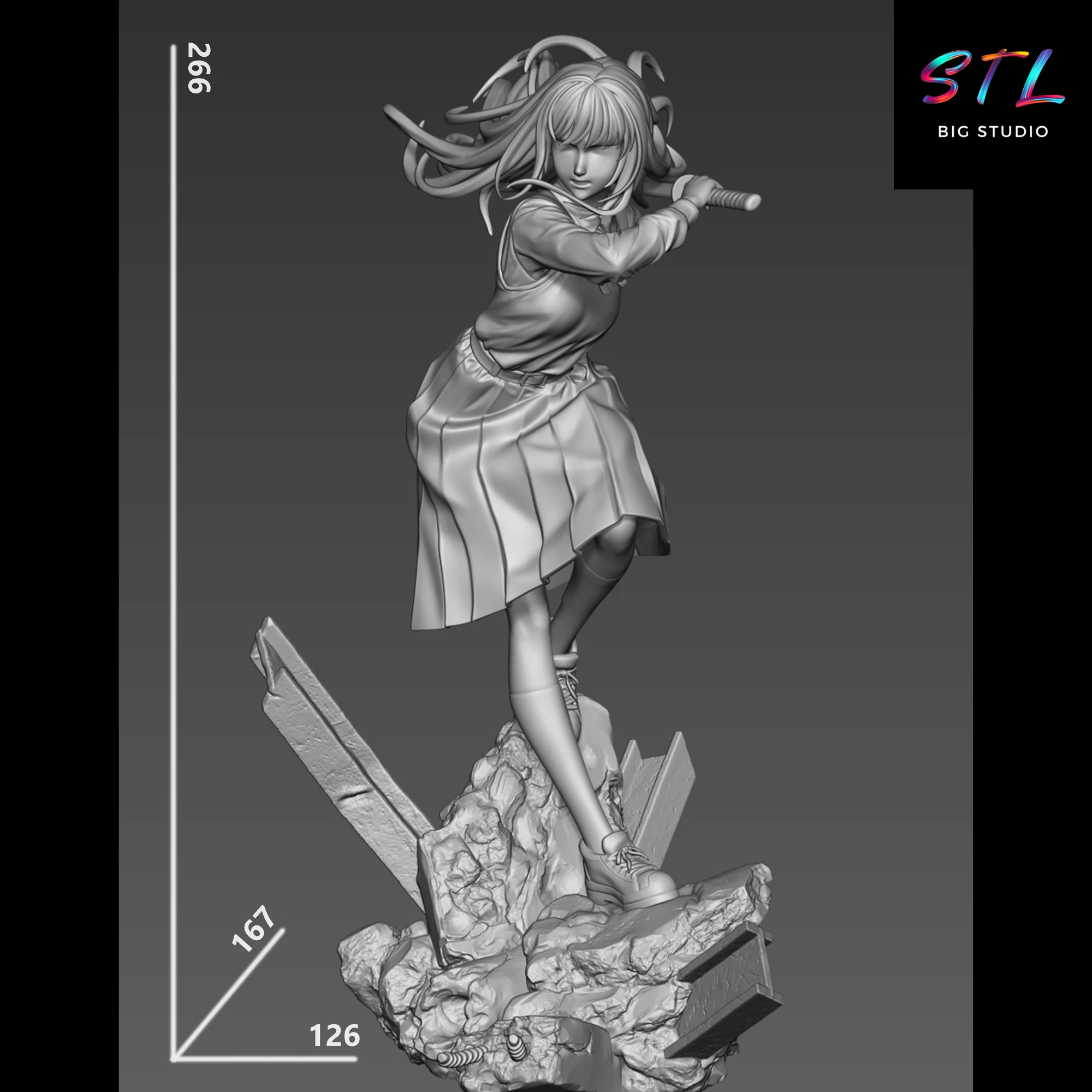 Asa Mitaka STL | Chainsaw Man | 3D Printable Figure Model — view 6