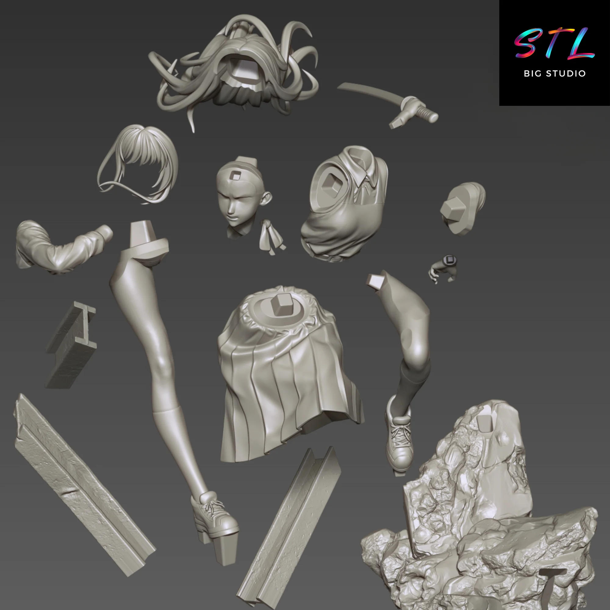 Asa Mitaka STL | Chainsaw Man | 3D Printable Figure Model — view 7