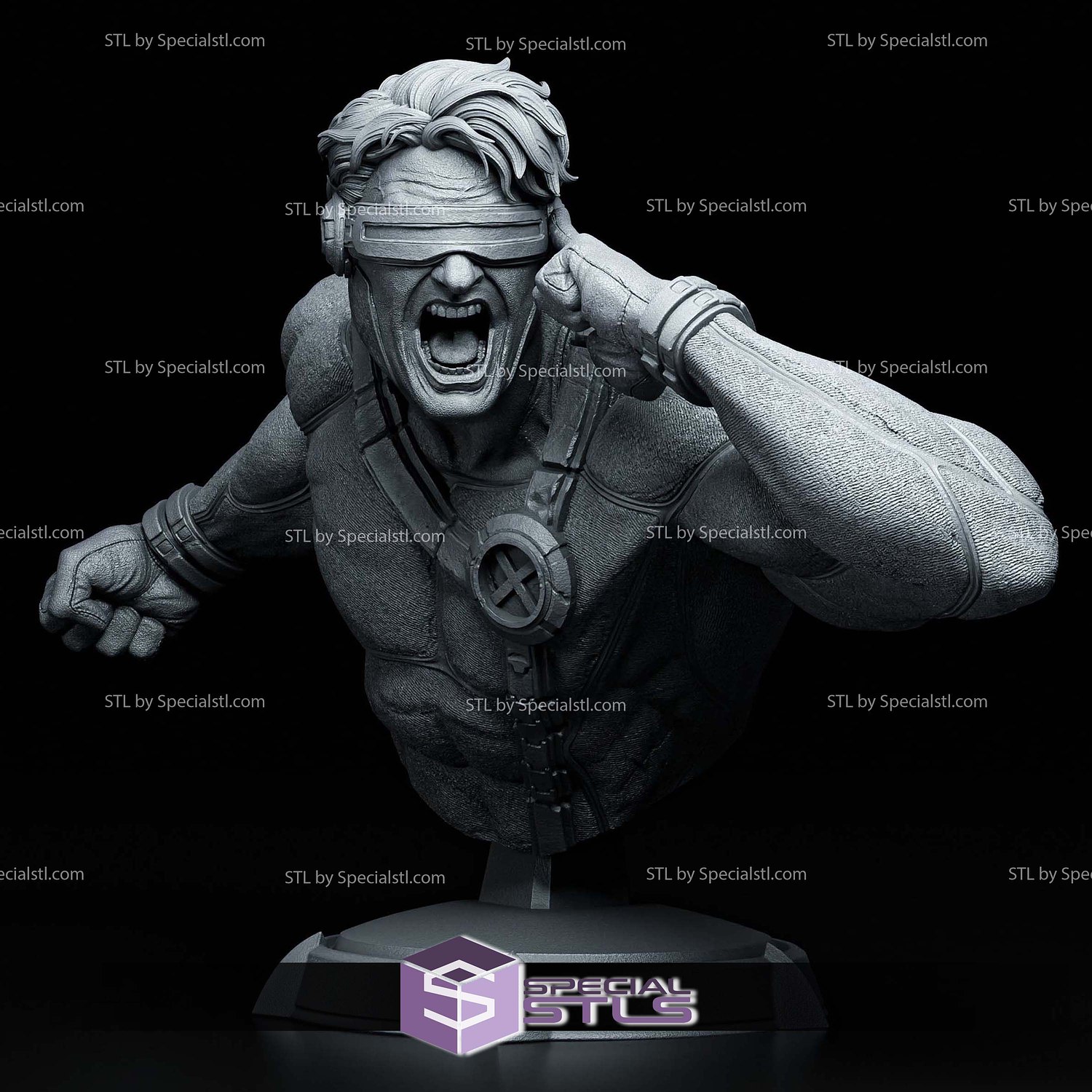 Cyclops X-Men Bust 124mm 3D Printer Files STL Model — view 2