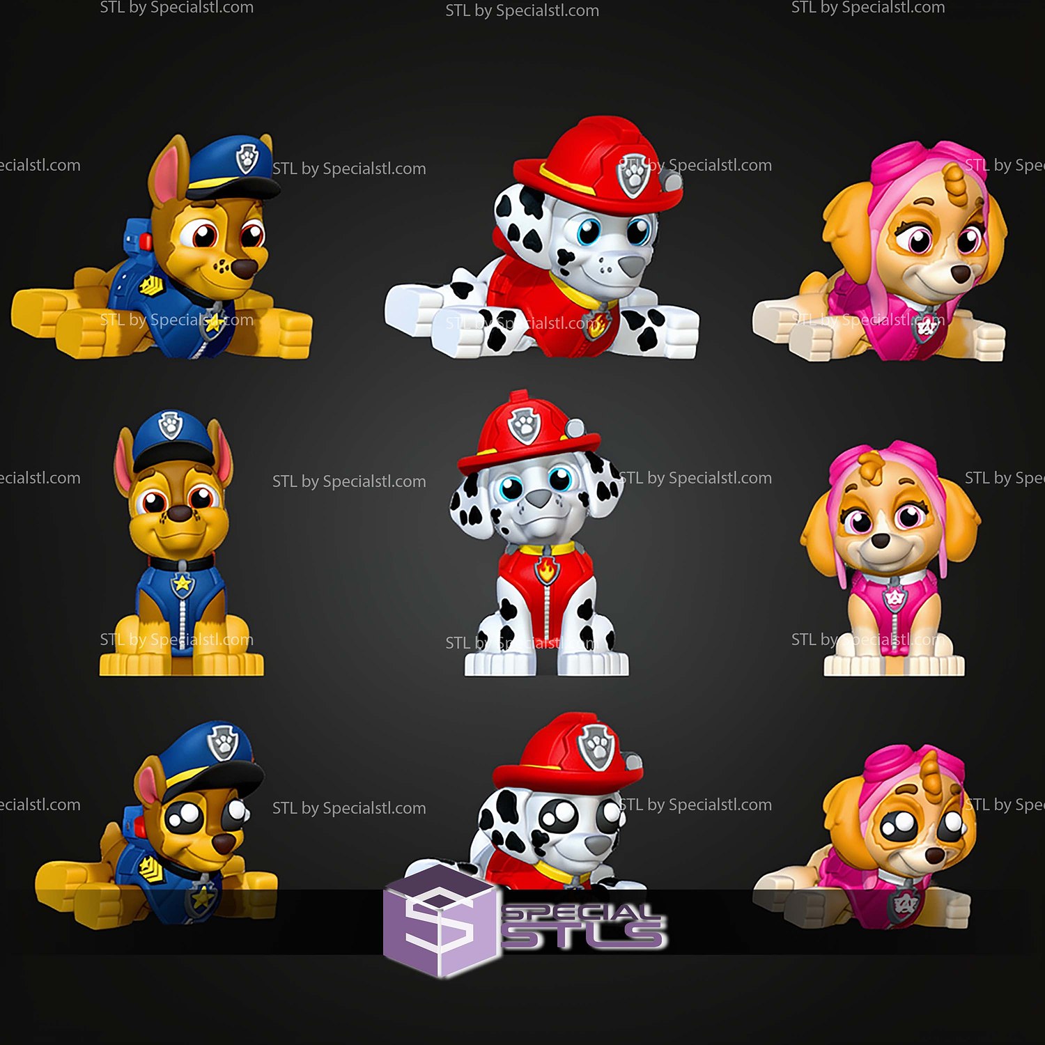 Super Basic STL Paw Patrol Skye MultiColor 3D Model — view 2
