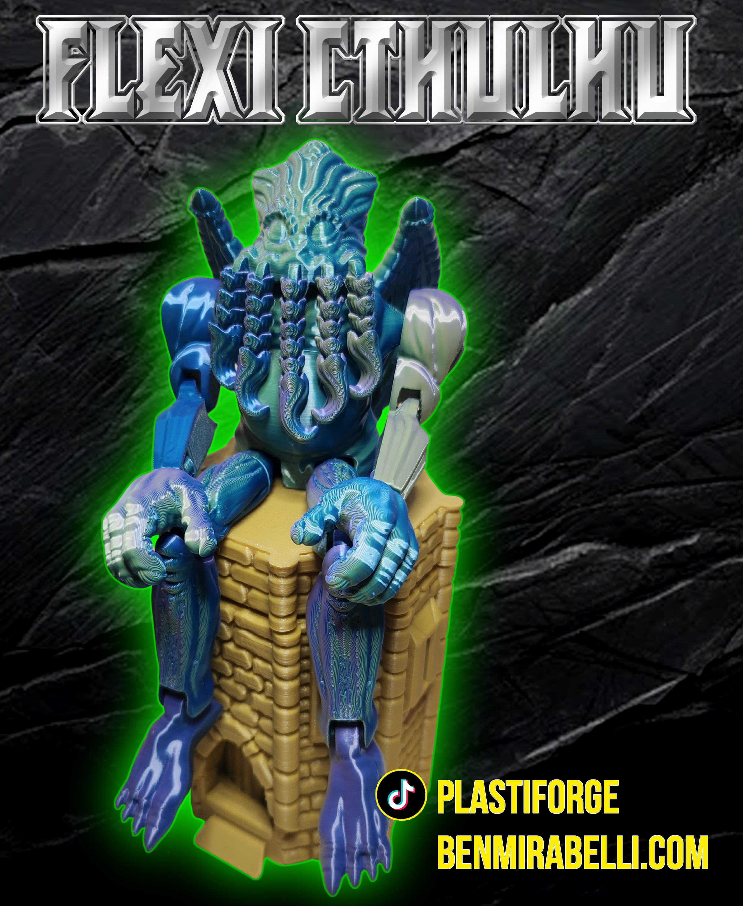 Sitting Flexi Cthulhu  articulated figure 3D STL Model