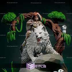Princess Mononoke on Wolf Forest STL Files 3D Model