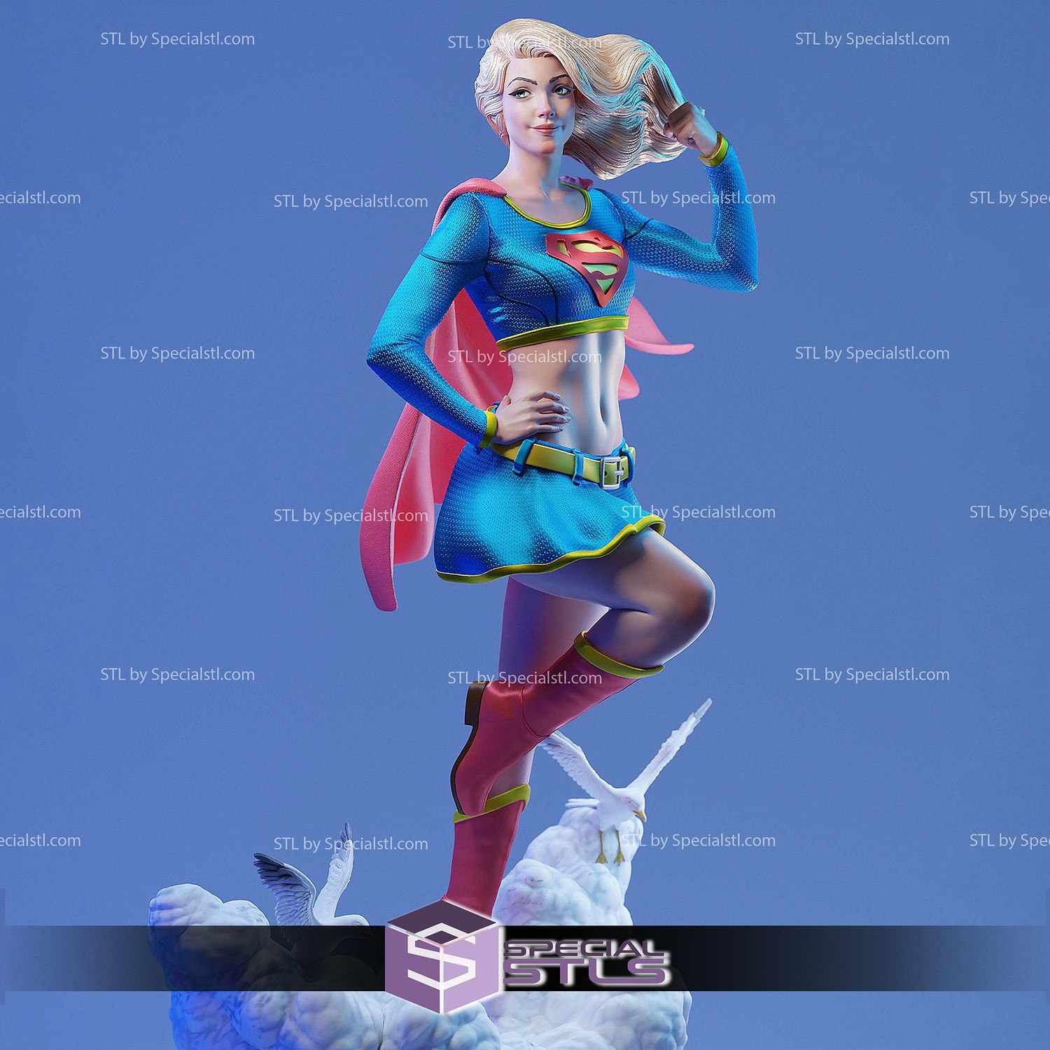Super Girl New Style 3D Printer Files STL Model — view 4