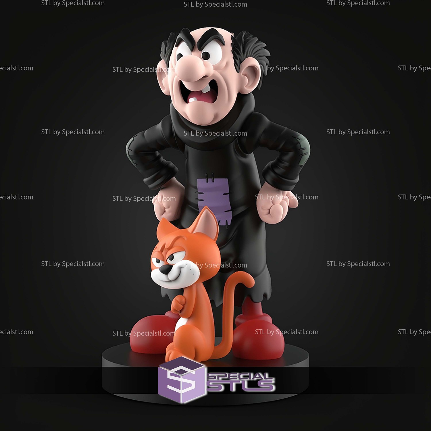 Gargamel And Azrael The Smurfs STL Files 3D Model — view 7