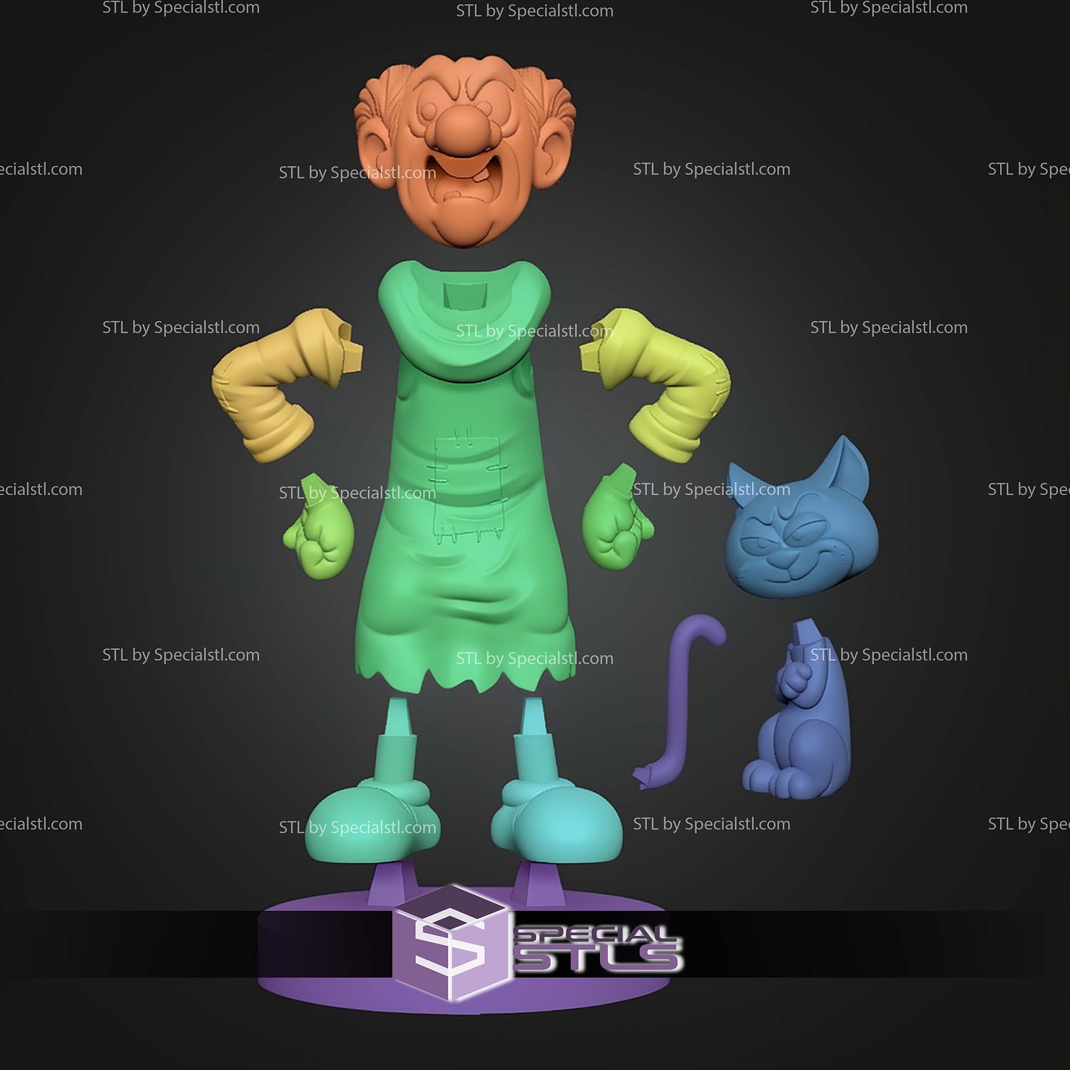 Gargamel And Azrael The Smurfs STL Files 3D Model — view 8