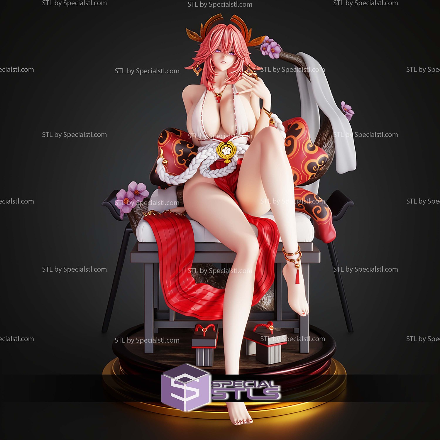 Yae Miko Genshin Impact 250mm STL Files 3D Model — view 3