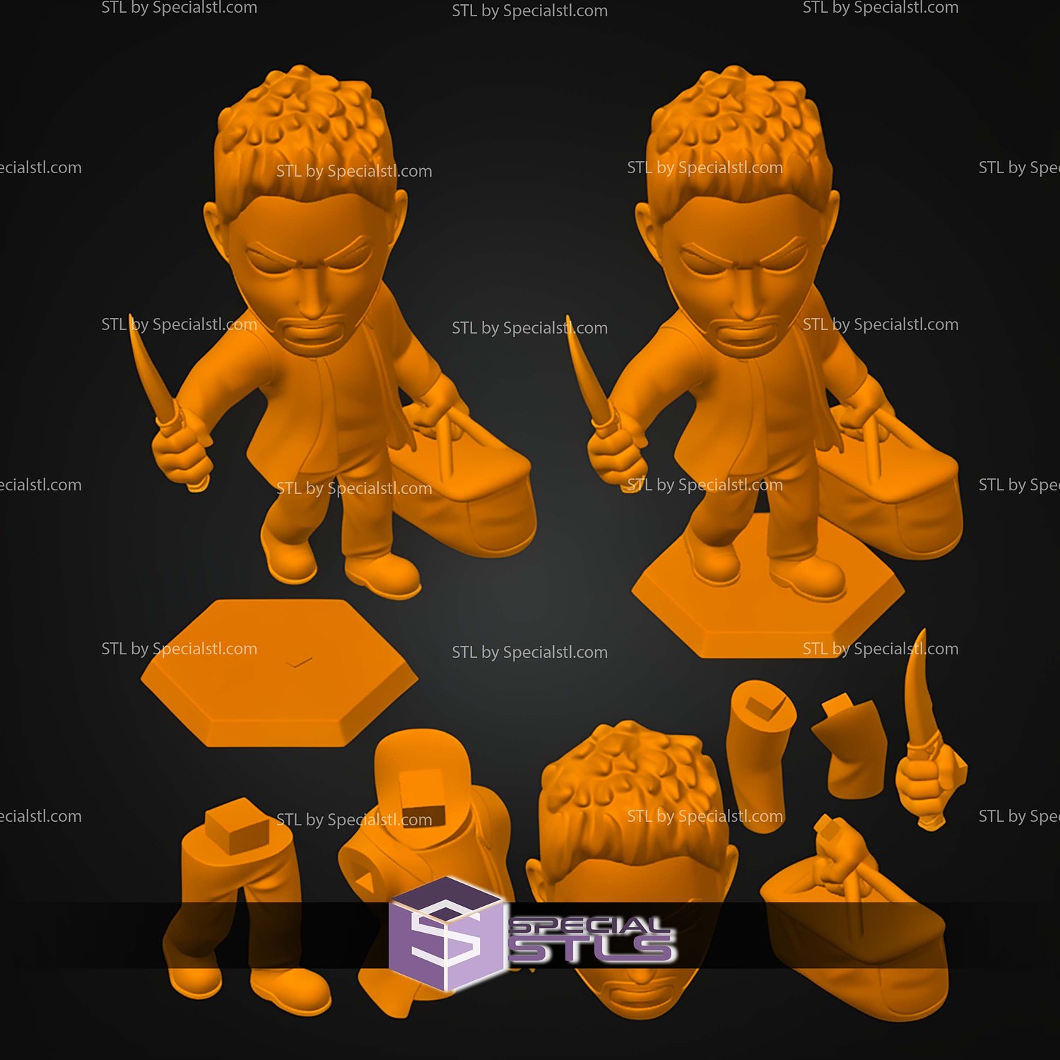 Chibi STL Collection Dean Winchester 3D Model — view 3