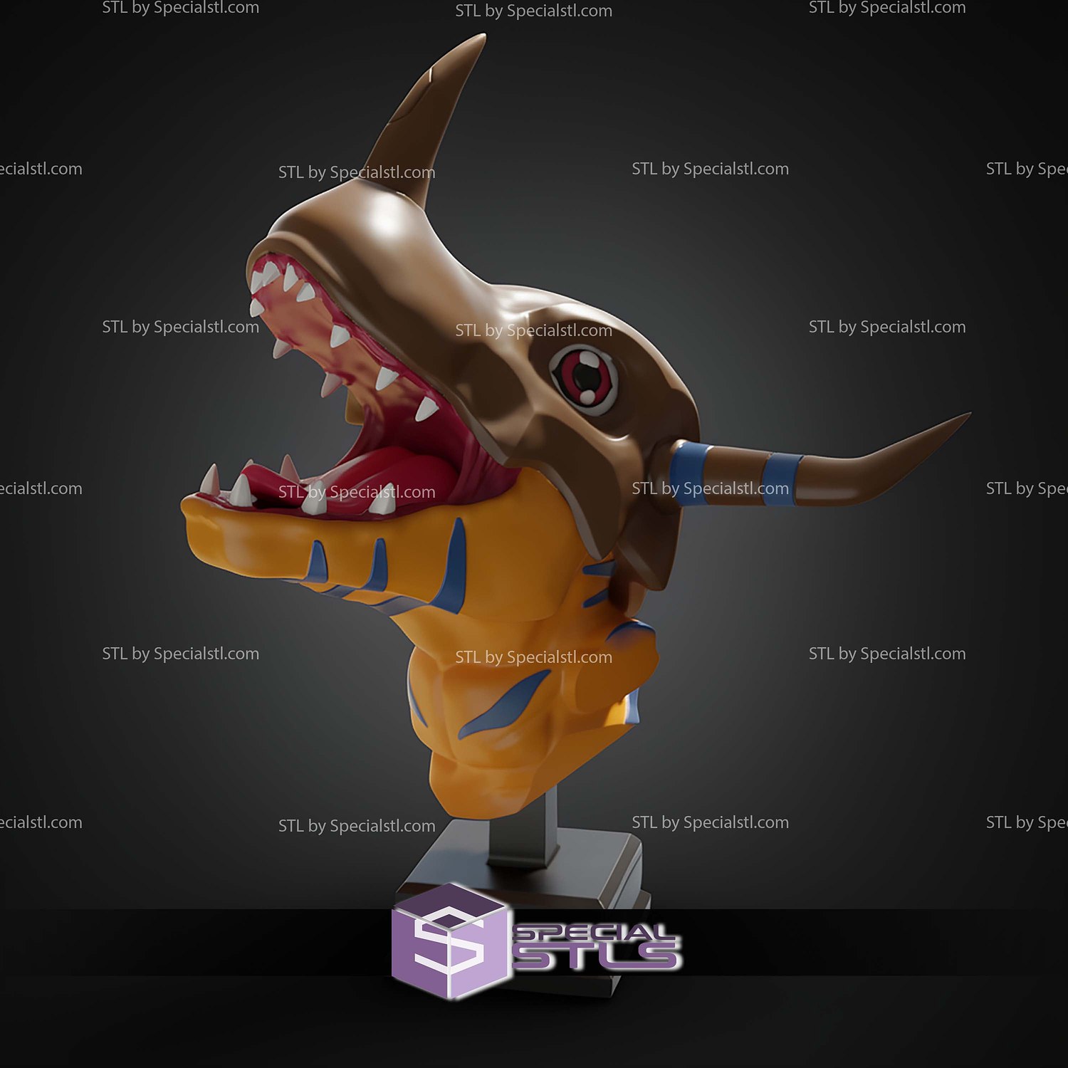 Super Basic STL Greymon Bust Digimon 3D Model — view 2