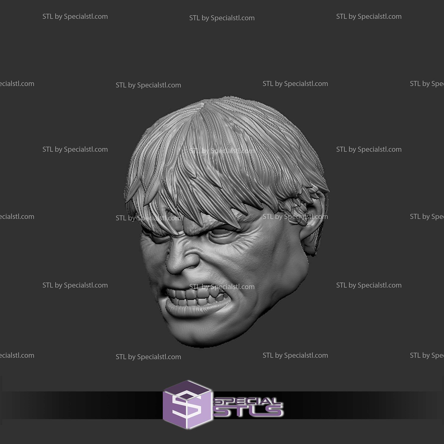 Custom Head STL Edward Norton Hulk 3D Model — view 2