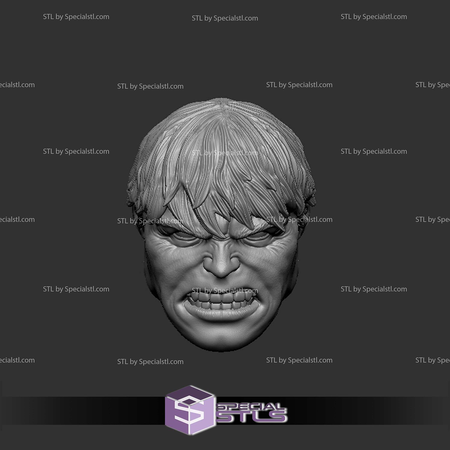 Custom Head STL Edward Norton Hulk 3D Model — view 3