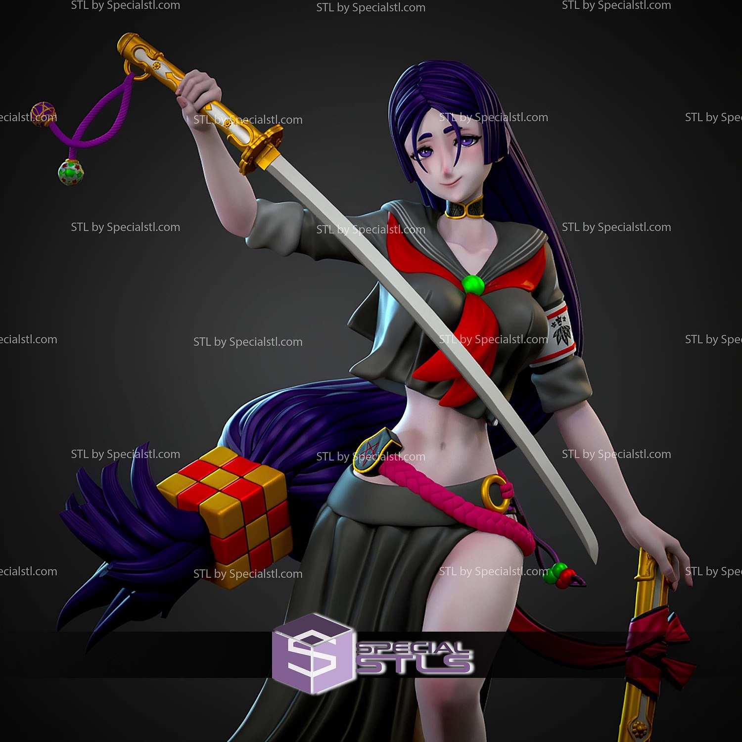 Minomoto No Raikou Fate GO 260mm STL Files 3D Model — view 7