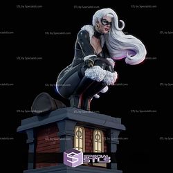 Black Cat Sitting Waiting STL Files 3D Model