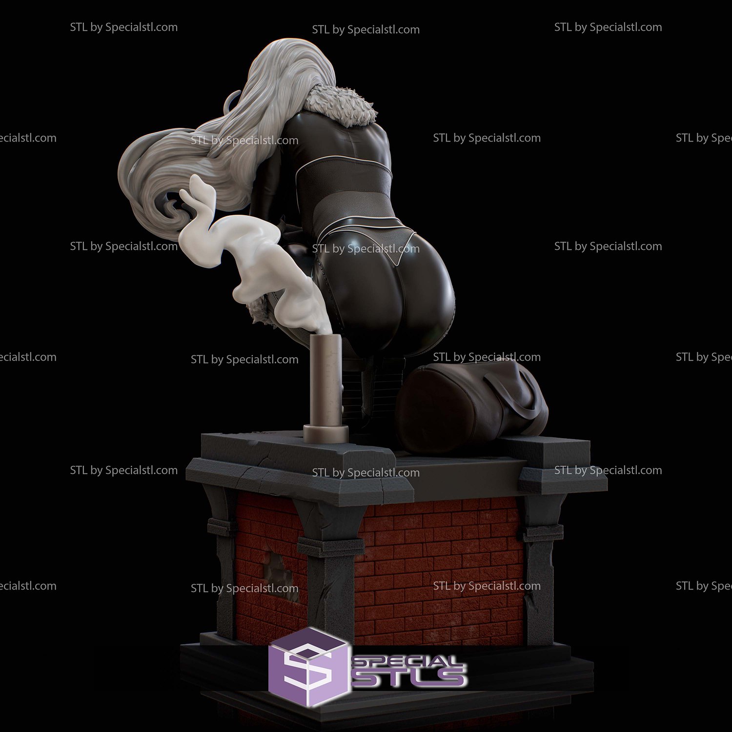 Black Cat Sitting Waiting STL Files 3D Model — view 8