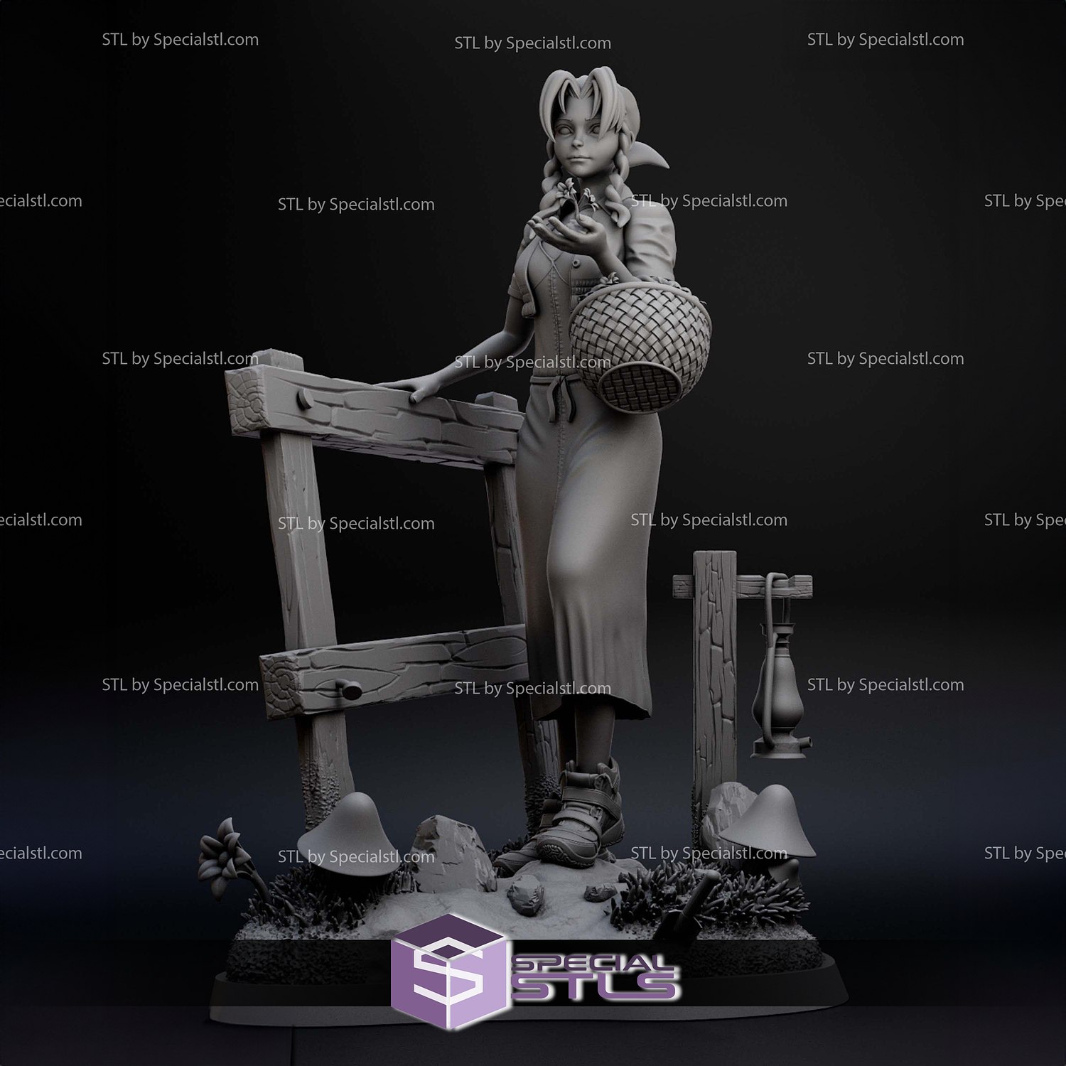 Aerith Gainsborough at the Farm Digital STL Files 3D Model — view 2