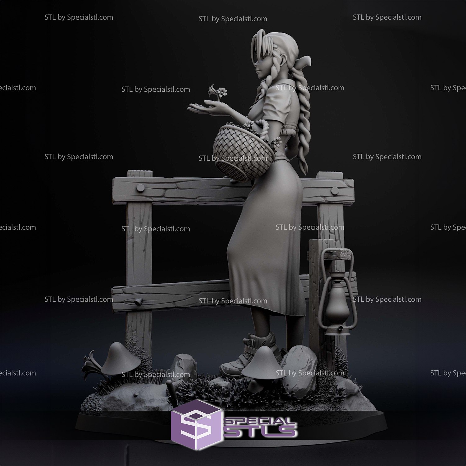 Aerith Gainsborough at the Farm Digital STL Files 3D Model — view 3