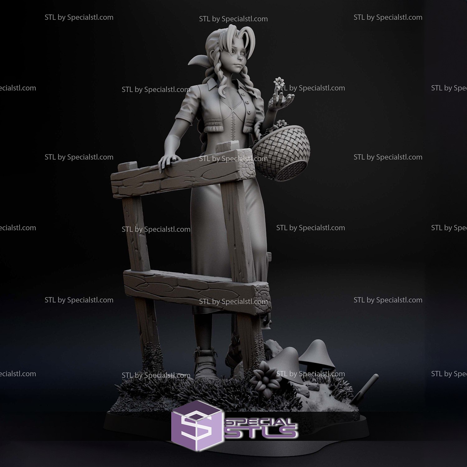 Aerith Gainsborough at the Farm Digital STL Files 3D Model — view 5