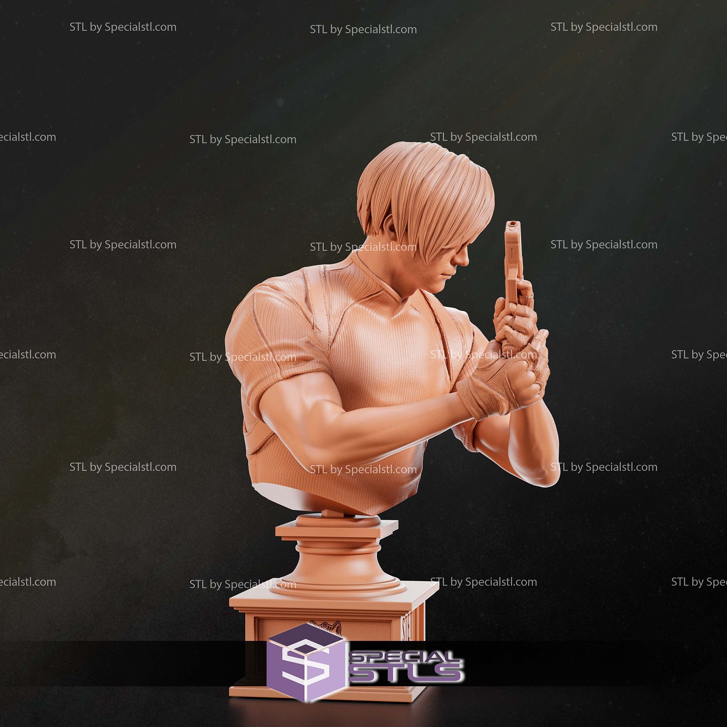 Leon Scott Kennedy Bust V2 STL Files 3D Model — view 2