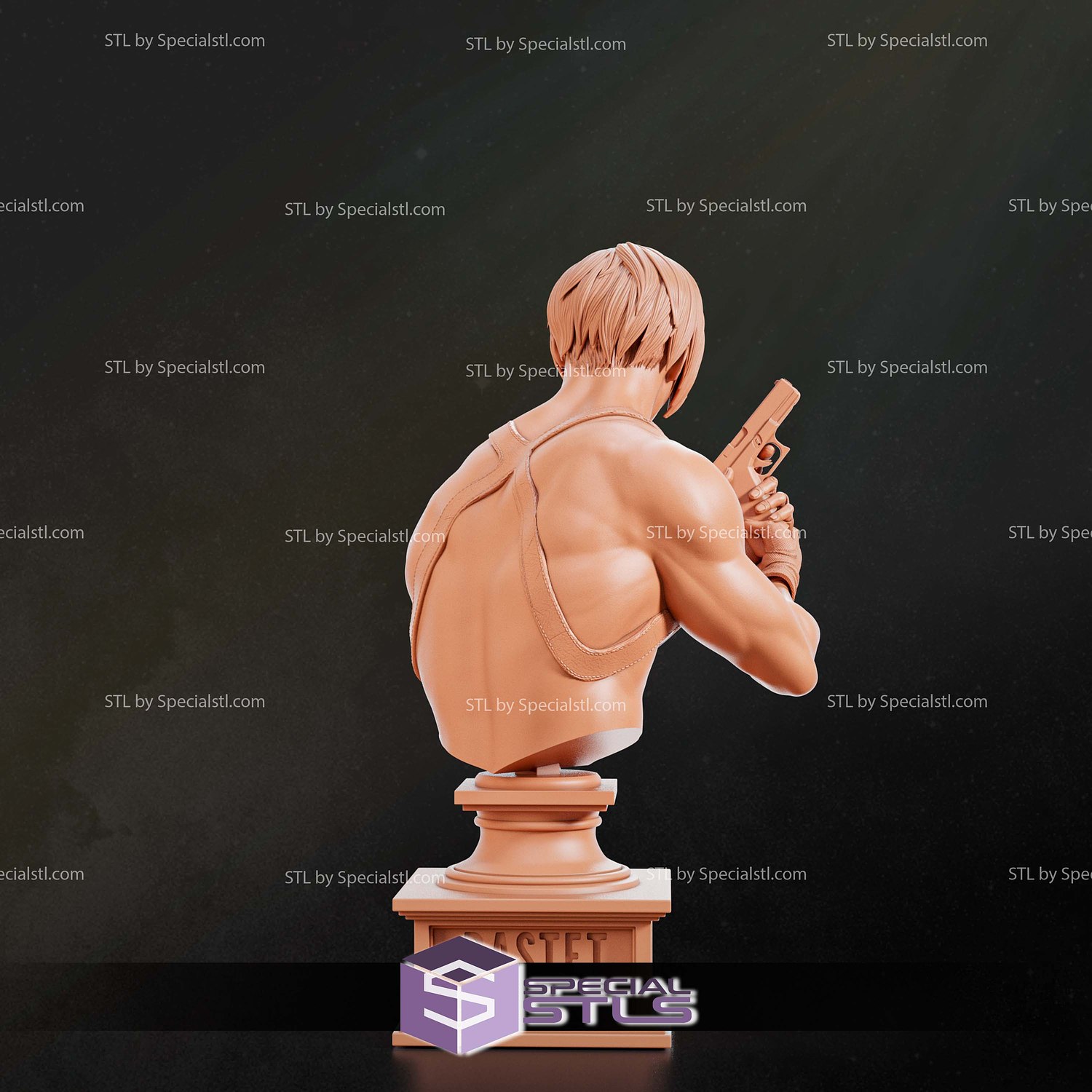 Leon Scott Kennedy Bust V2 STL Files 3D Model — view 3
