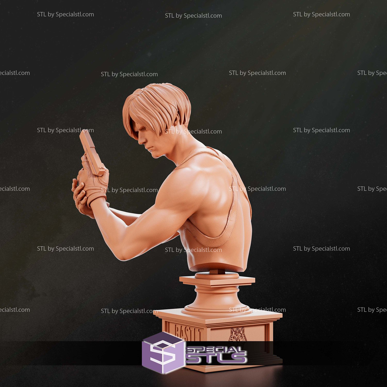 Leon Scott Kennedy Bust V2 STL Files 3D Model — view 4