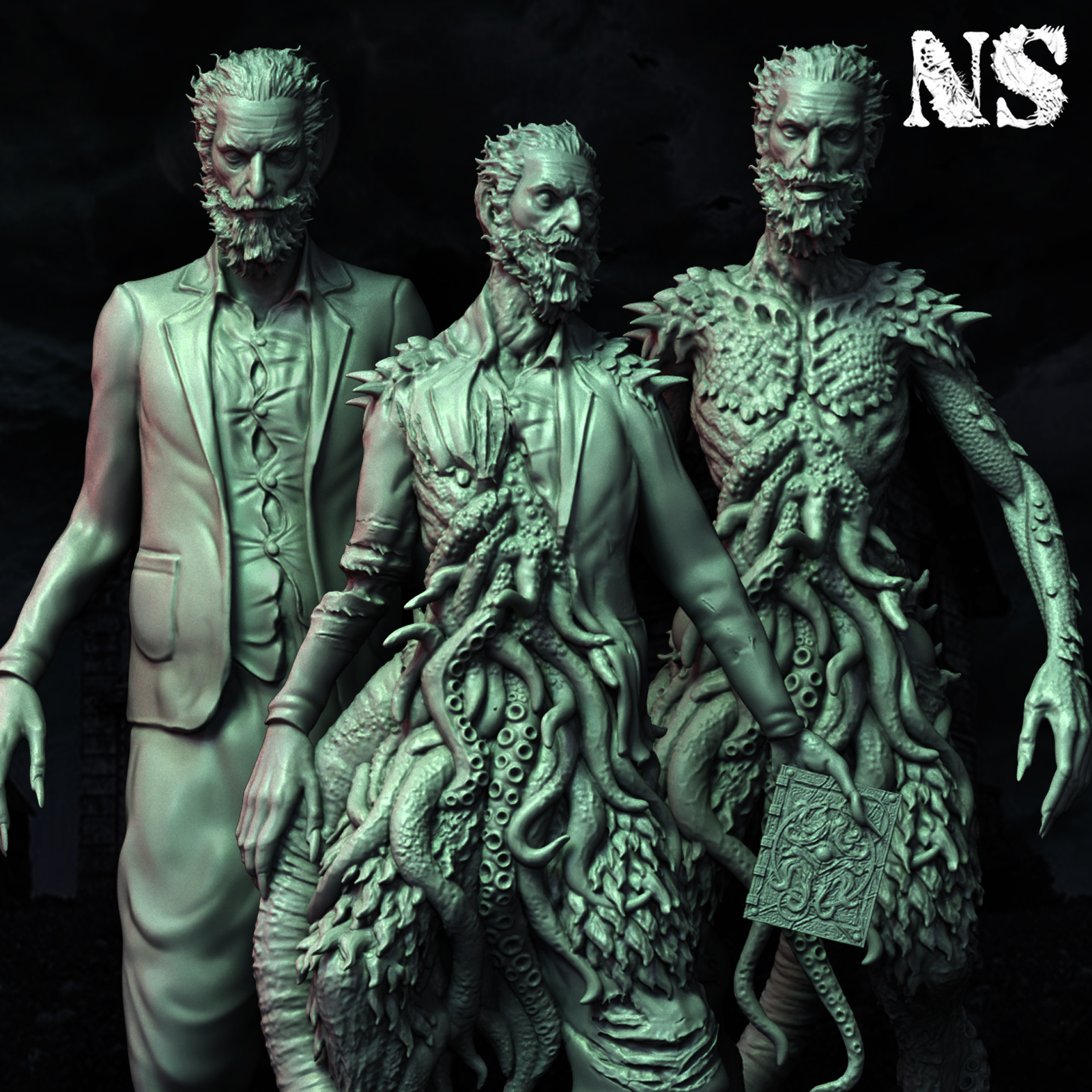 Wilbur Whateley x3 Variants 3D STL Model — view 2