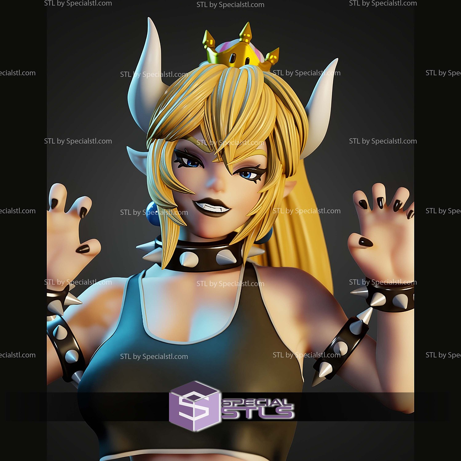 Bowsette Basketball STL Files 3D Model — view 2