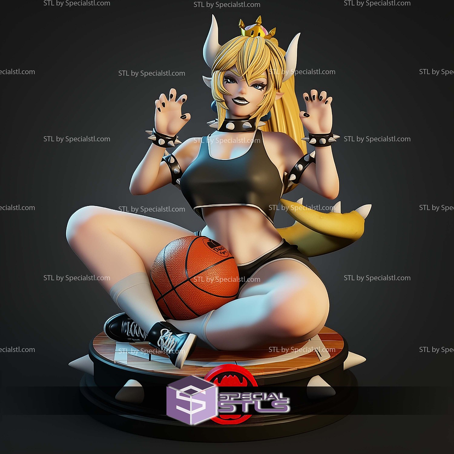 Bowsette Basketball STL Files 3D Model — view 4