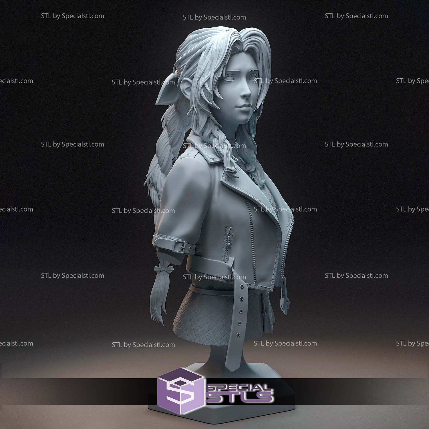 Aerith and The Guard Stick Bust STL Files 3D Model — view 2