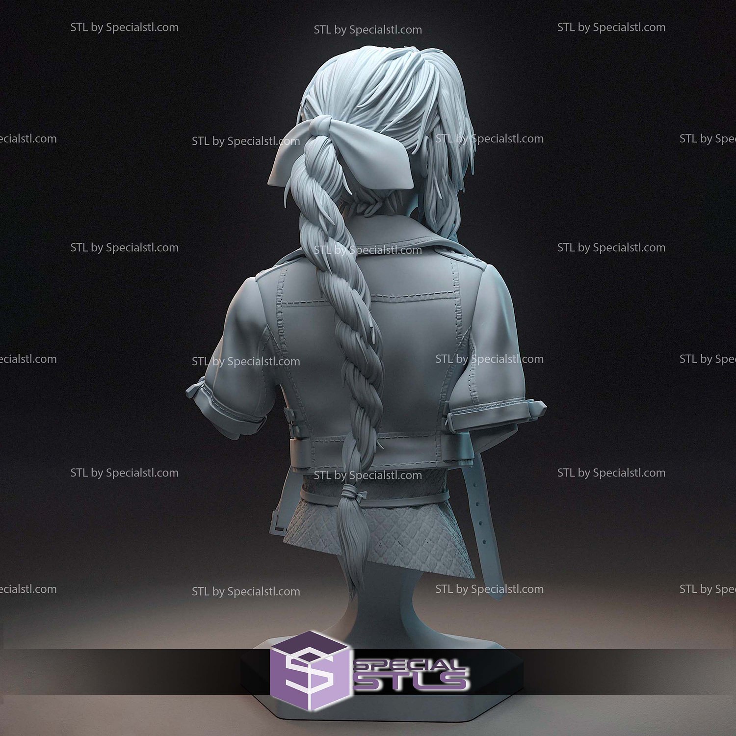 Aerith and The Guard Stick Bust STL Files 3D Model — view 3