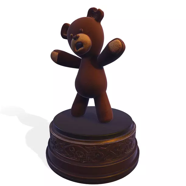 Stylized PBR Bear Figurine 3D GLTF Model