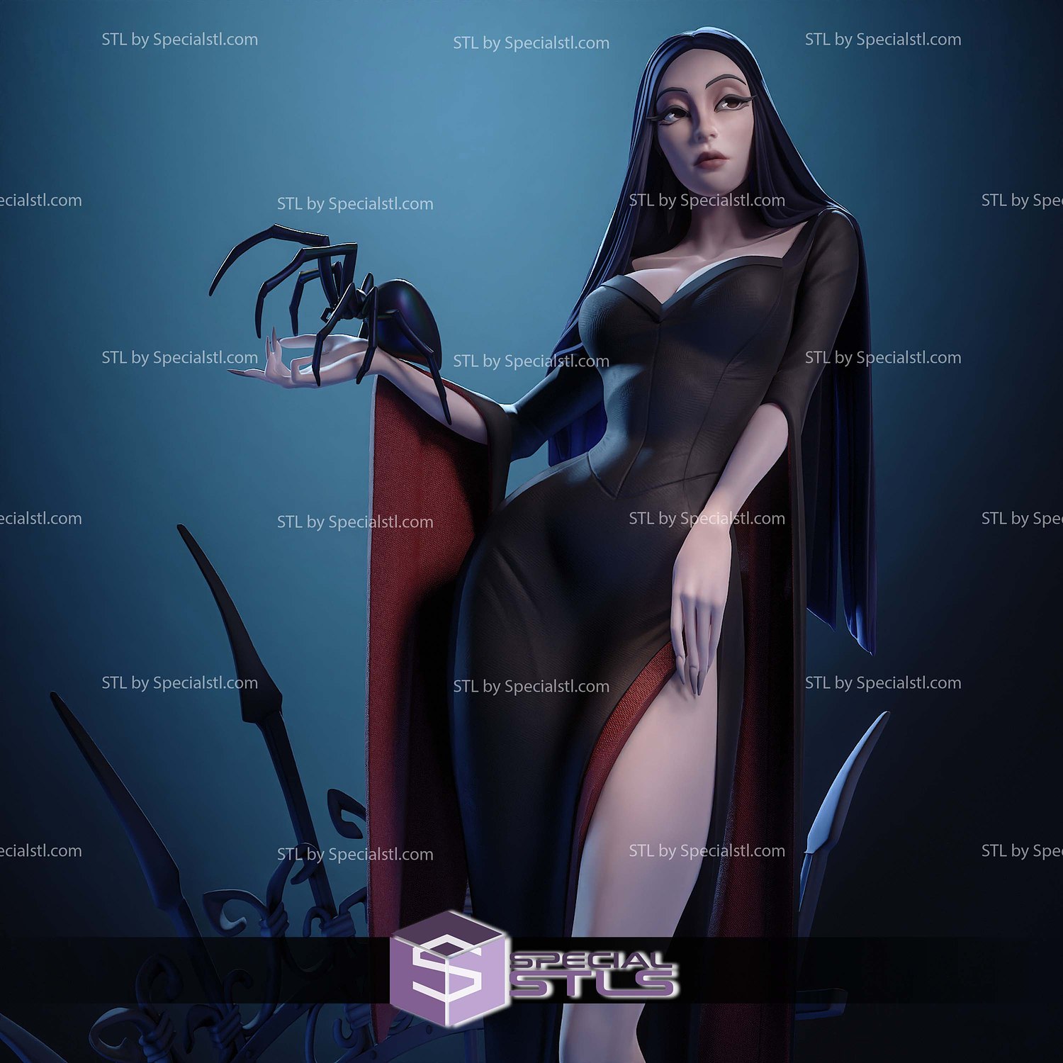 Morticia The Addams Family 280mm STL Files 3D Model — view 2