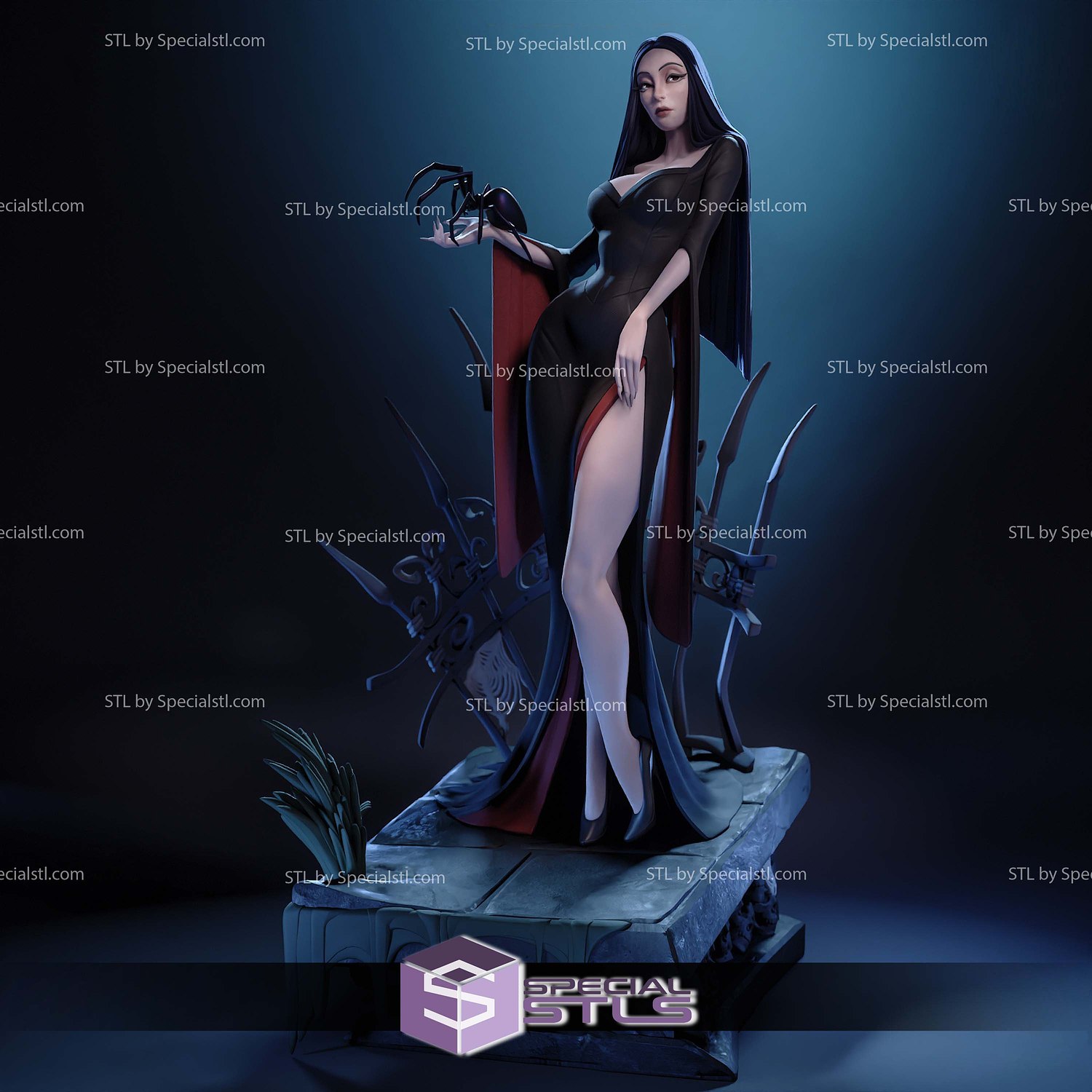 Morticia The Addams Family 280mm STL Files 3D Model — view 3