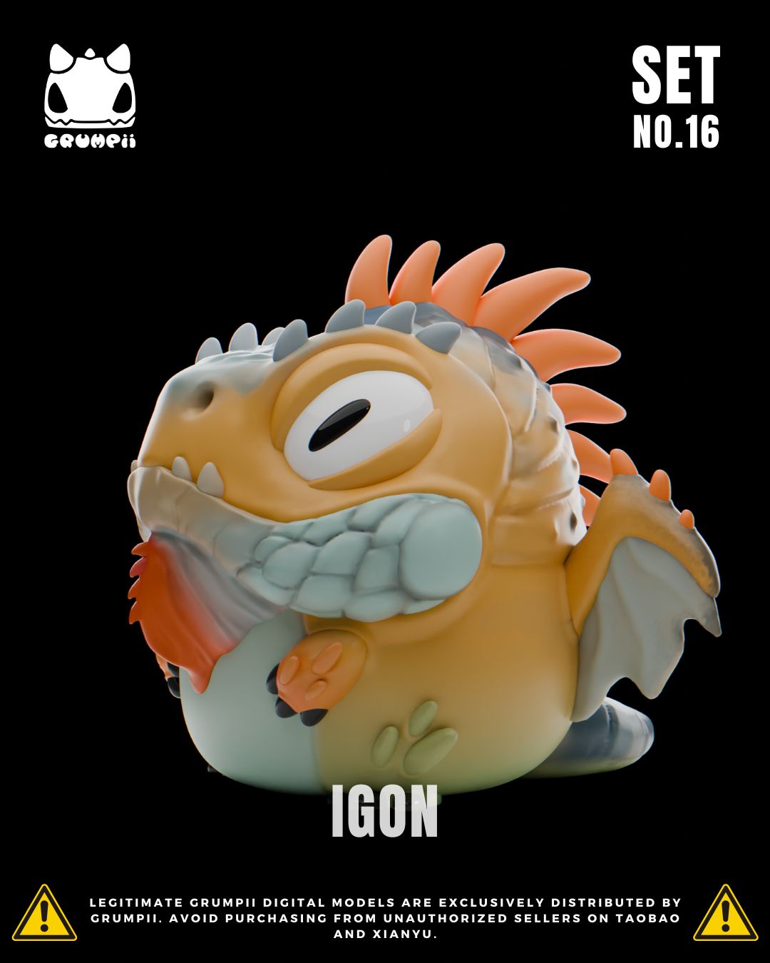 Grumpii 3D Printable Art Toy - Chubbii Series - Set 16 STL Model — view 8
