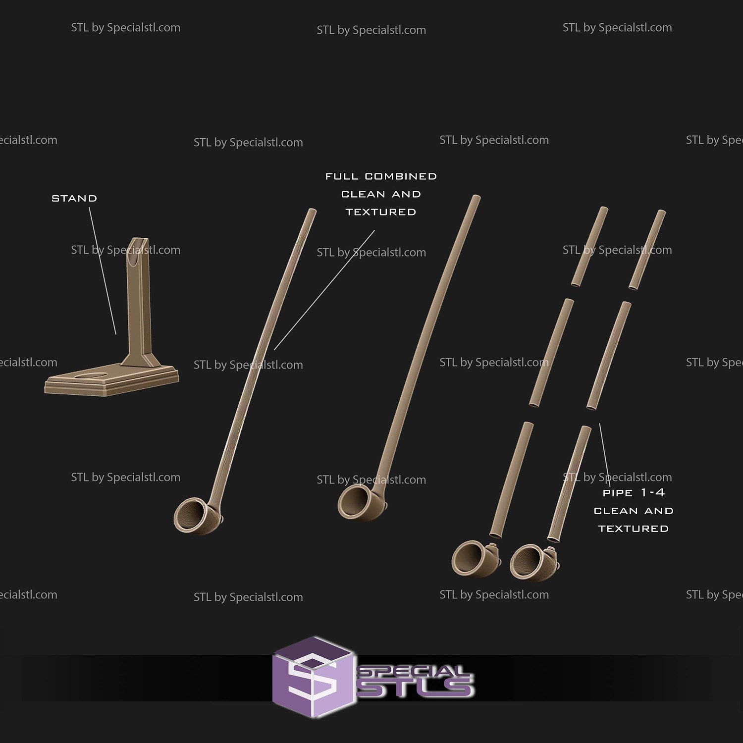 Cosplay STL Files Aragorn smoking pipe 3D Model — view 3