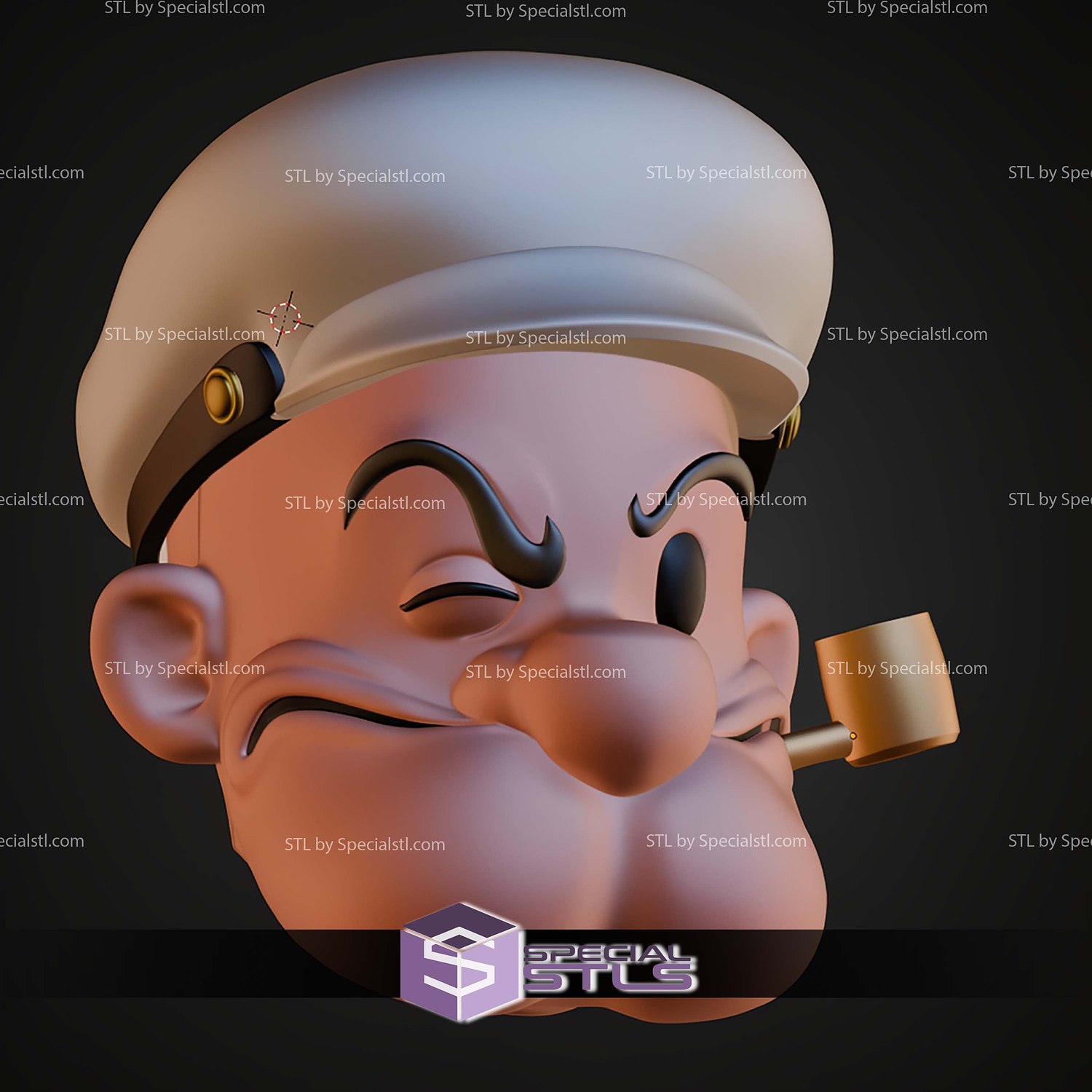 Cosplay STL Files Popeye Head 3D Model — view 2