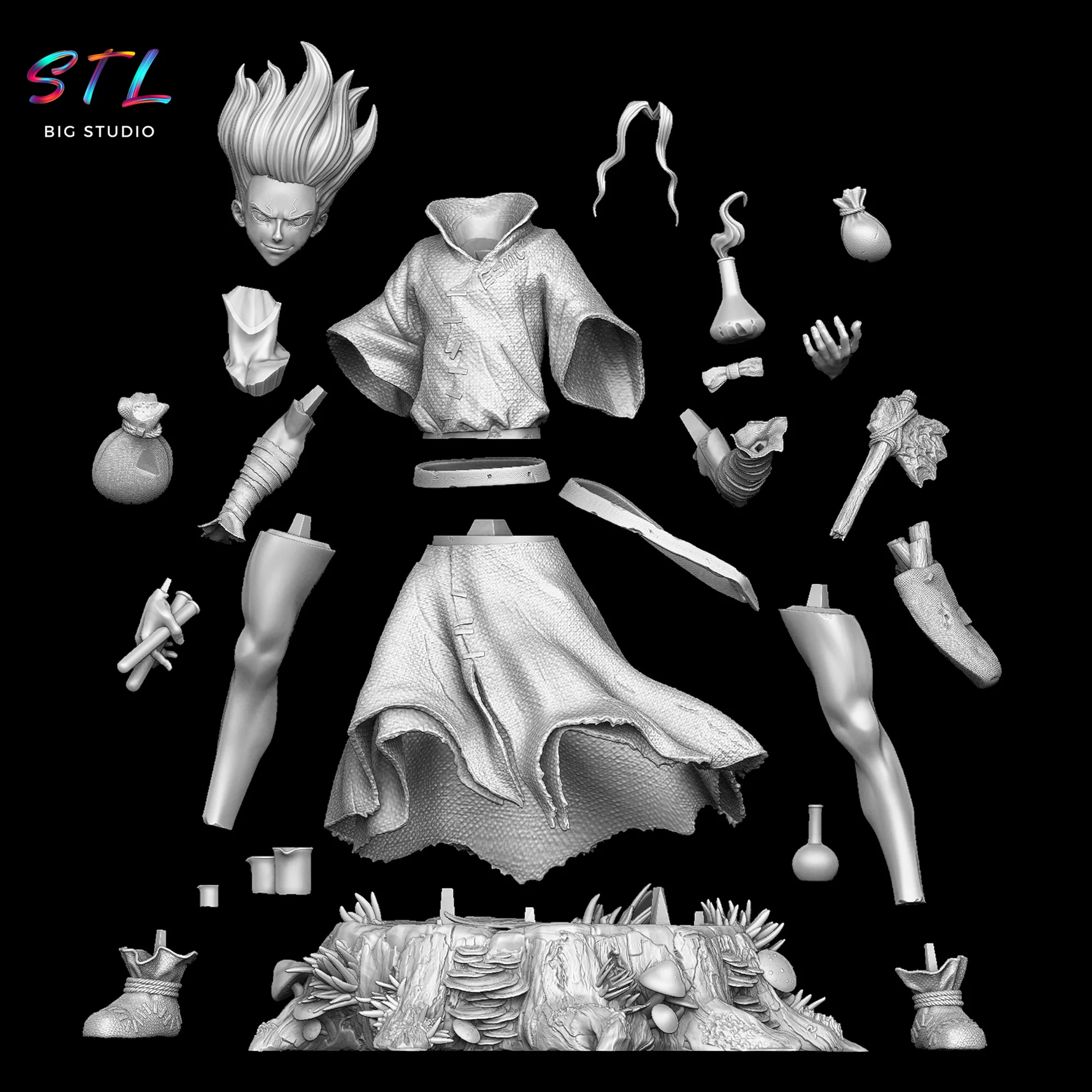 Senku Ishigami STL | Dr. Stone | 3D Printable Figure Model — view 6