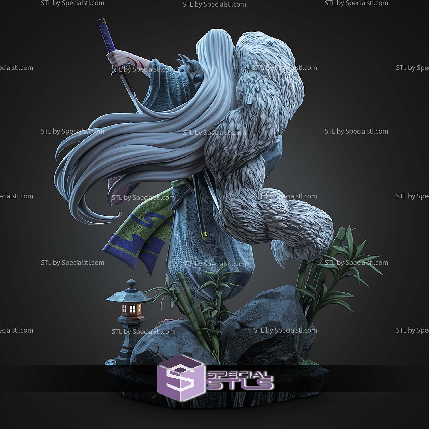 Sesshomaru Inuyasha 351mm STL Files 3D Model — view 3