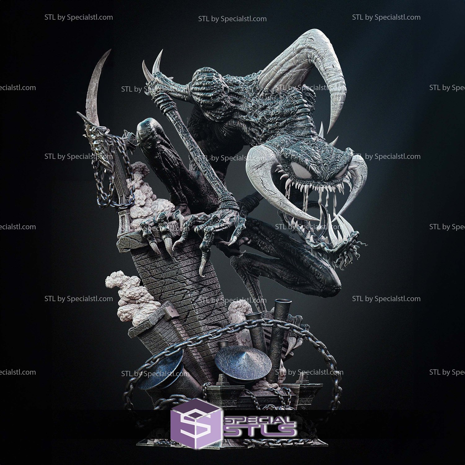 Violator Skull Diorama 3D Printer Files STL Model — view 4