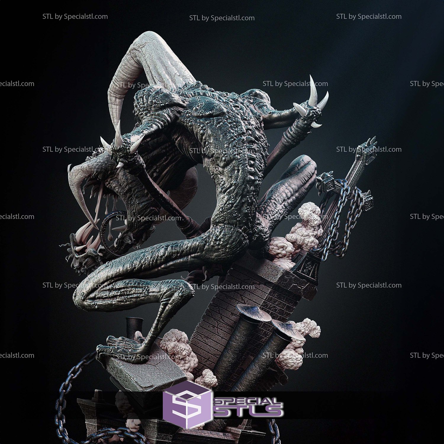 Violator Skull Diorama 3D Printer Files STL Model — view 6