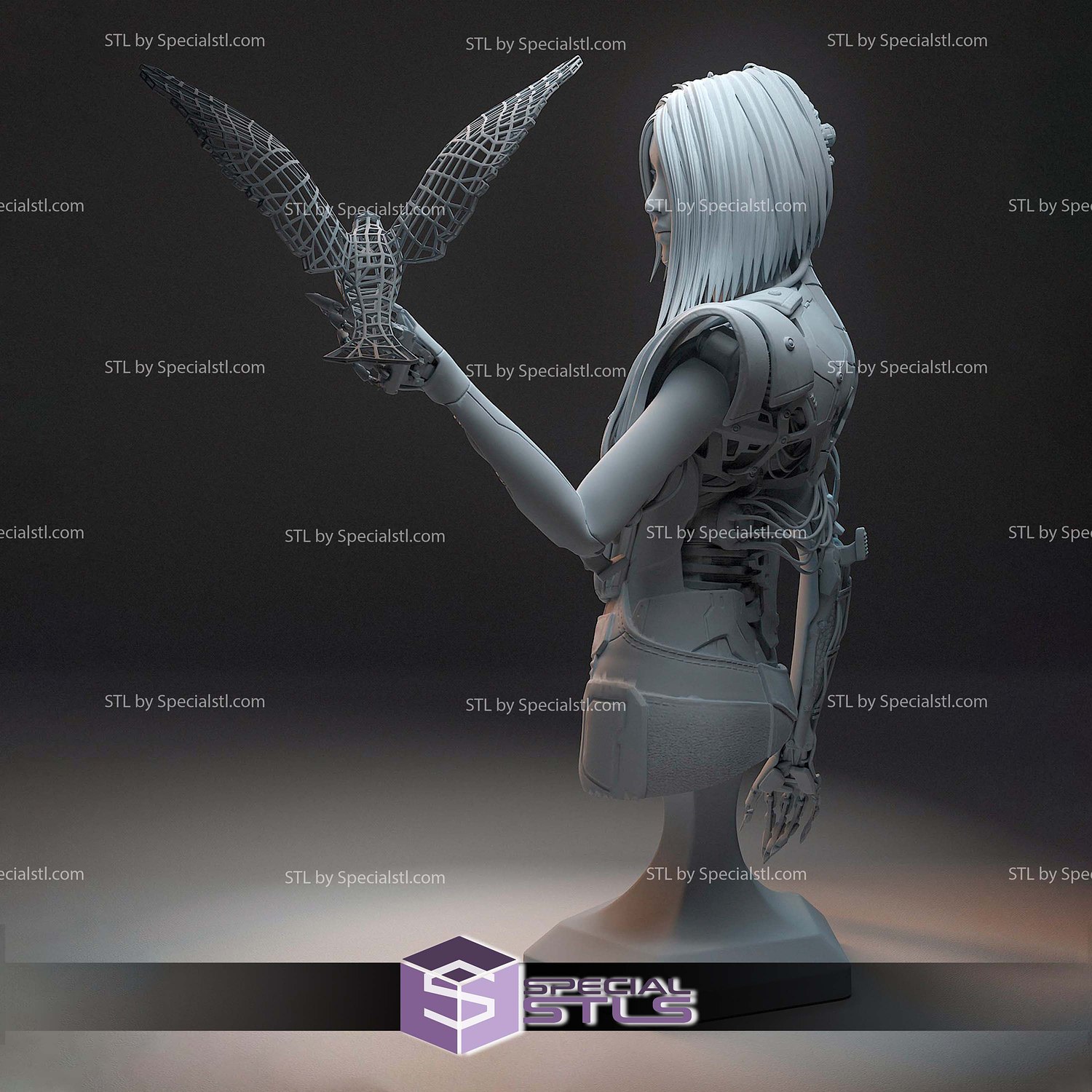 Songbird Cyberpunk 2077 Bust STL Files 3D Model — view 2